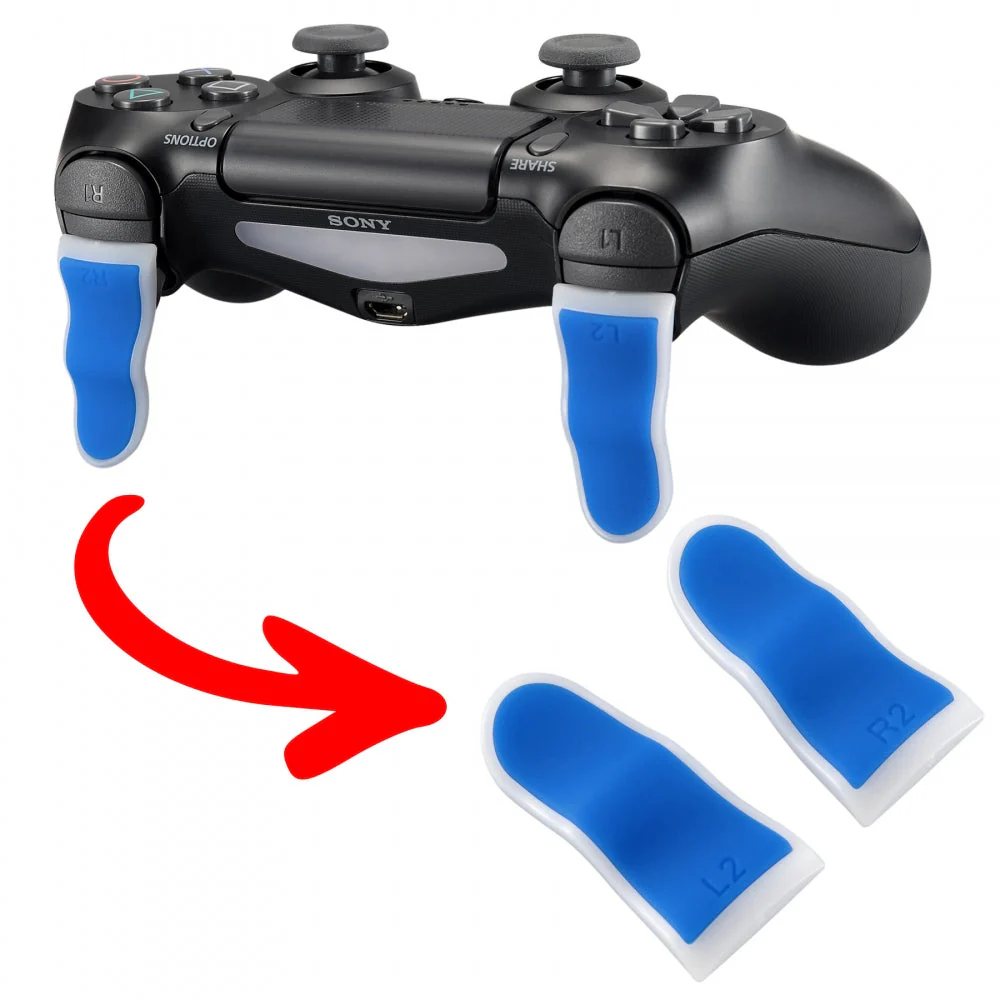 eXtremeRate 1 Pair L2 R2 Buttons Extention Trigger for PS4 Slim Pro Controller (JDM-001/011/040/050/055) - Blue White - Image 5