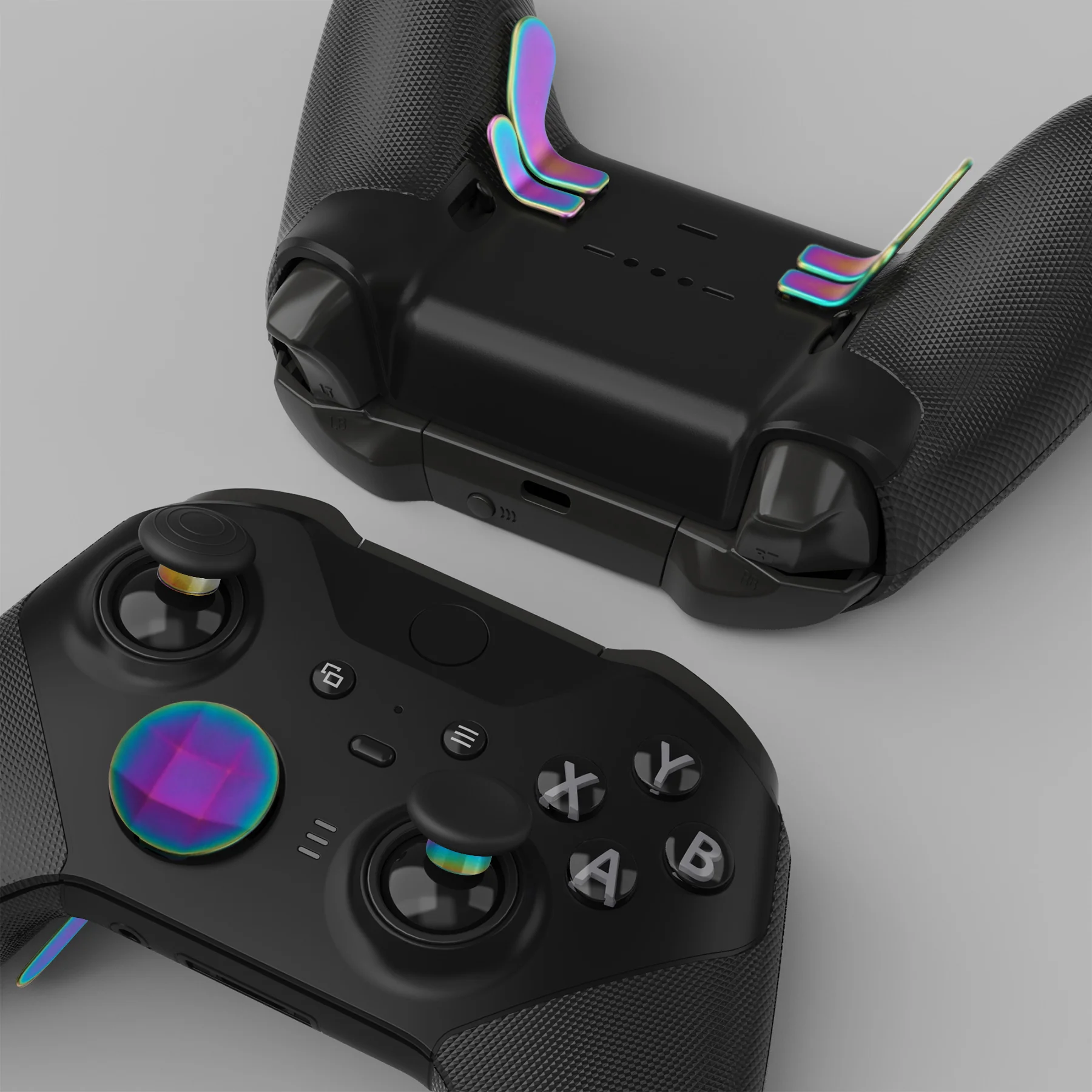 eXtremeRate 13 in 1 Component Pack Kit Replacement Metal Thumbsticks & D-Pads & Paddles for Xbox Elite Series 2 & Elite 2 Core Controller (Model 1797) - Metallic Rainbow Aura Blue & Purple - Image 3