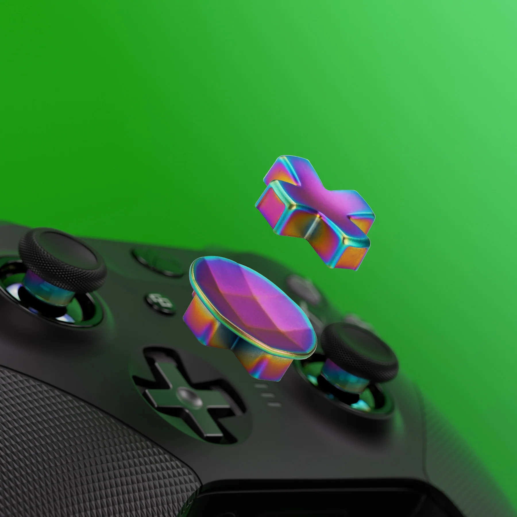 eXtremeRate 13 in 1 Component Pack Kit Replacement Metal Thumbsticks & D-Pads & Paddles for Xbox Elite Series 2 & Elite 2 Core Controller (Model 1797) - Metallic Rainbow Aura Blue & Purple - Image 6