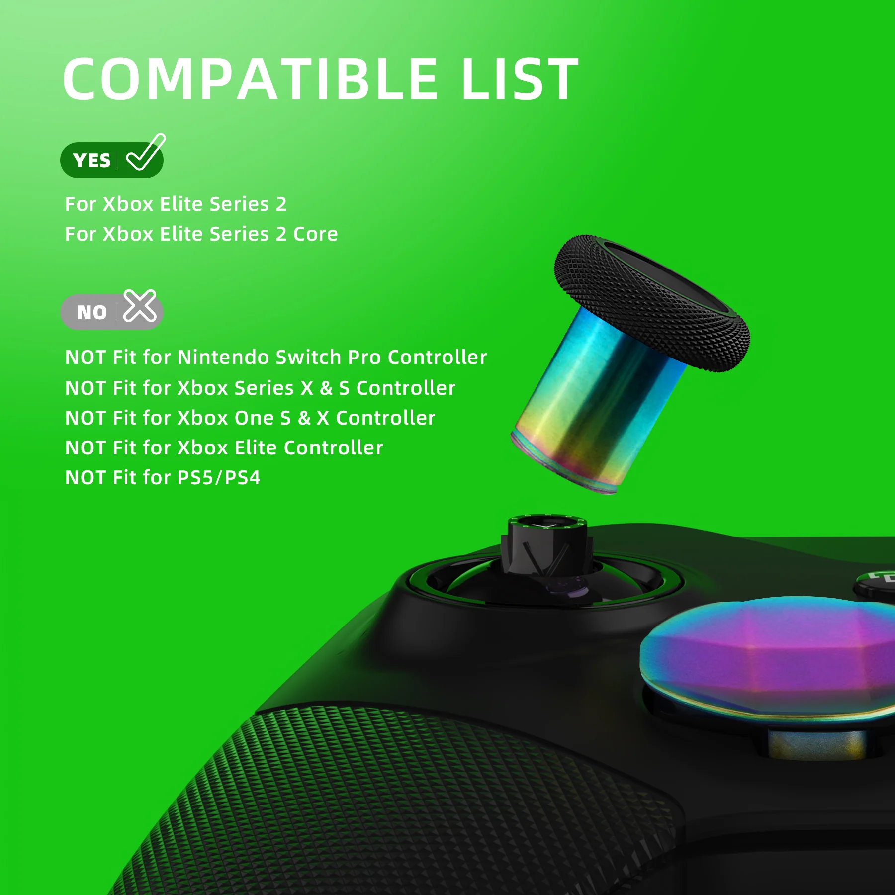 eXtremeRate 13 in 1 Component Pack Kit Replacement Metal Thumbsticks & D-Pads & Paddles for Xbox Elite Series 2 & Elite 2 Core Controller (Model 1797) - Metallic Rainbow Aura Blue & Purple - Image 7
