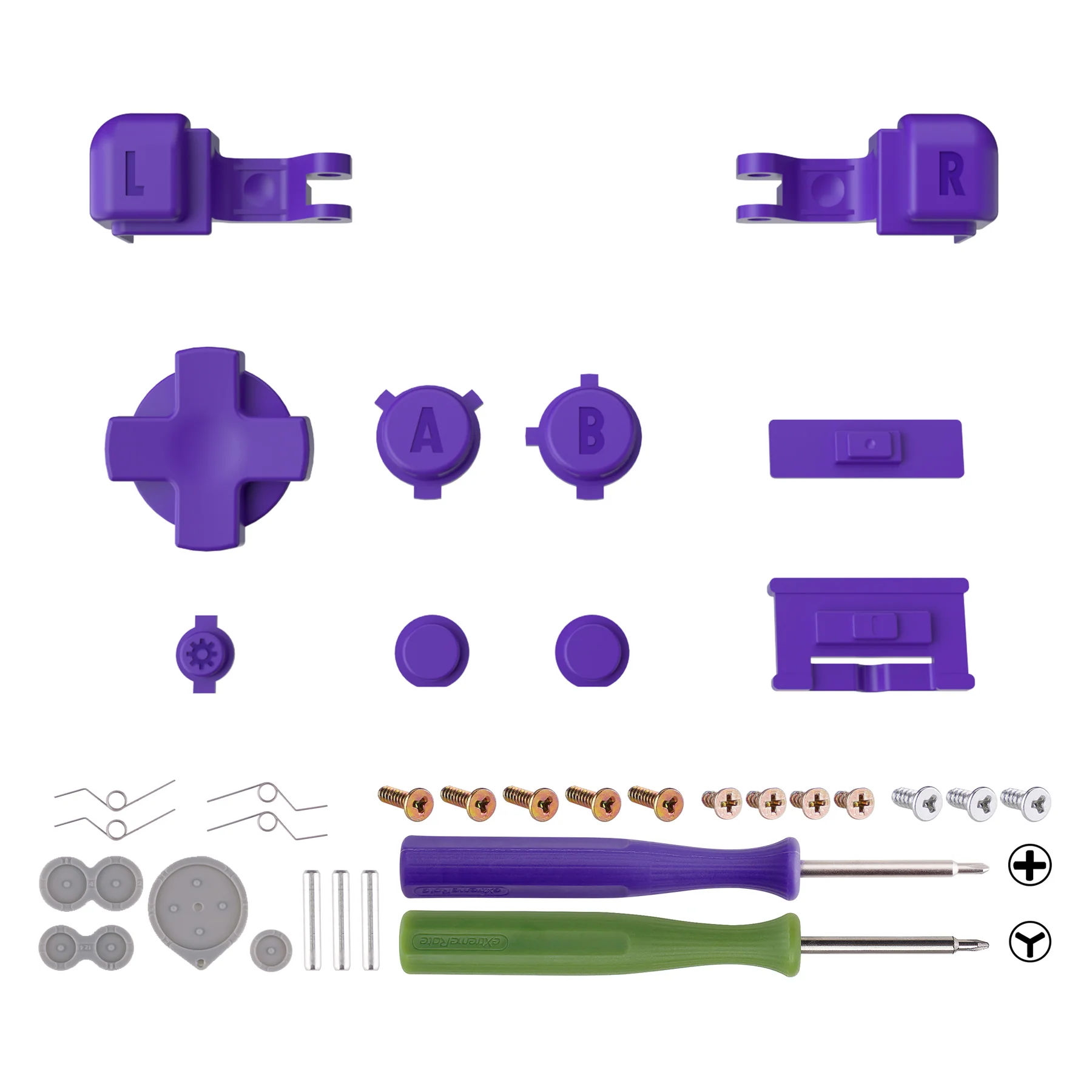 eXtremeRate Custom Replacement Full Set Buttons for Gameboy Advance SP GBA SP Console - 16Bits Purple - Image 2