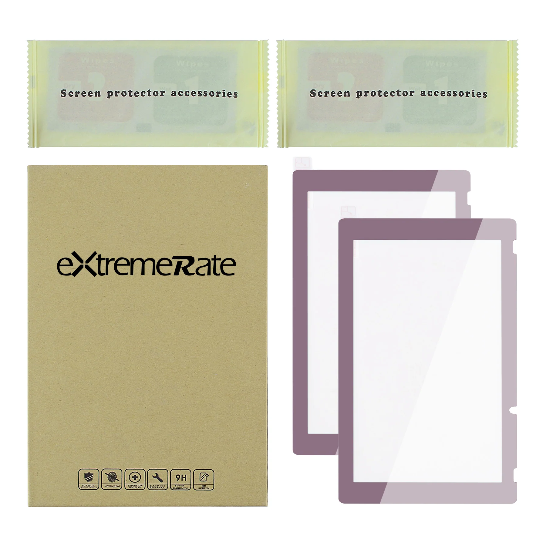 eXtremeRate 2 Pack Transparent HD Clear Tempered Glass Screen Protector for Nintendo Switch - Antique Dark Grayish Violet - Image 2