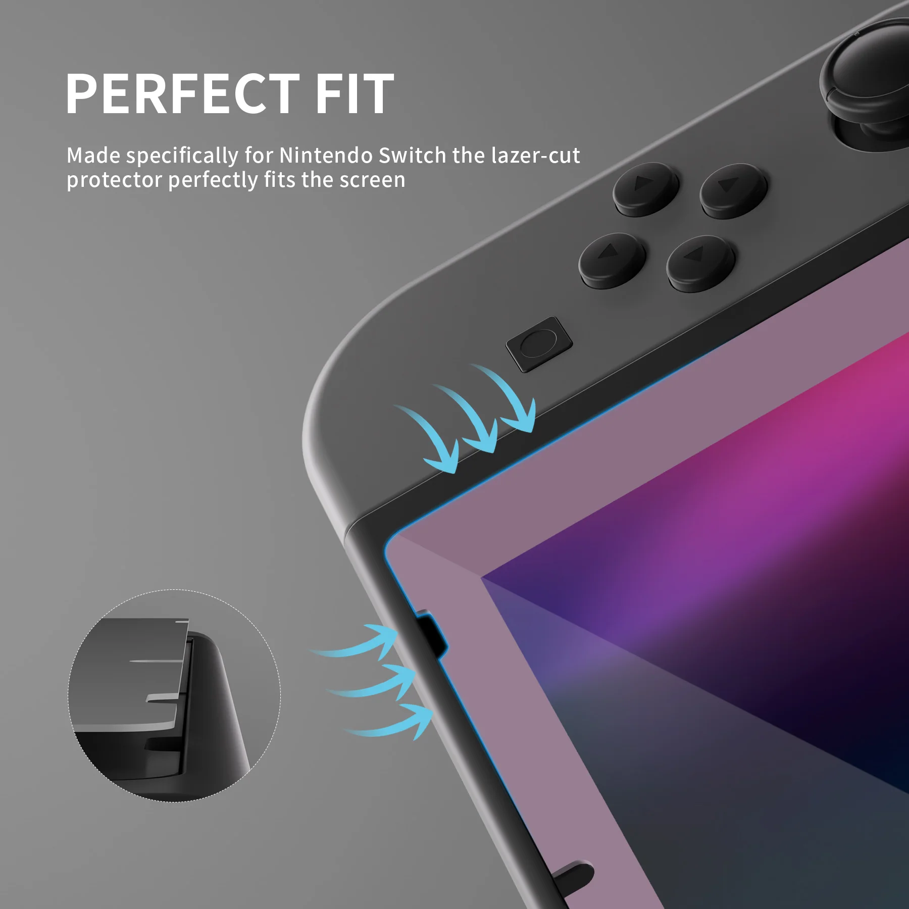 eXtremeRate 2 Pack Transparent HD Clear Tempered Glass Screen Protector for Nintendo Switch - Antique Dark Grayish Violet - Image 6