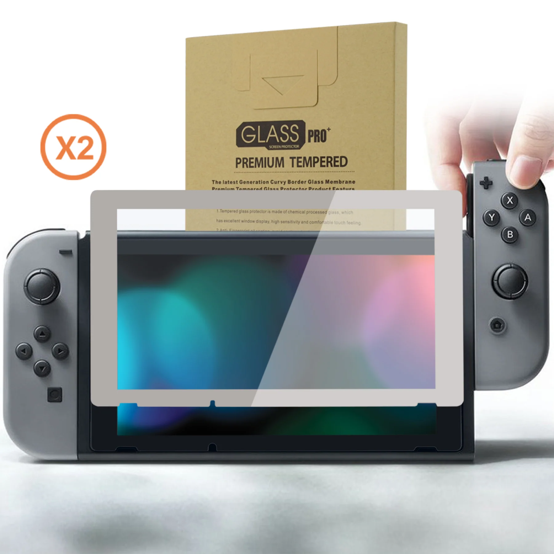 eXtremeRate 2 Pack Transparent HD Clear Tempered Glass Screen Protector for Nintendo Switch - Antique Fleeting Gray - Image 10