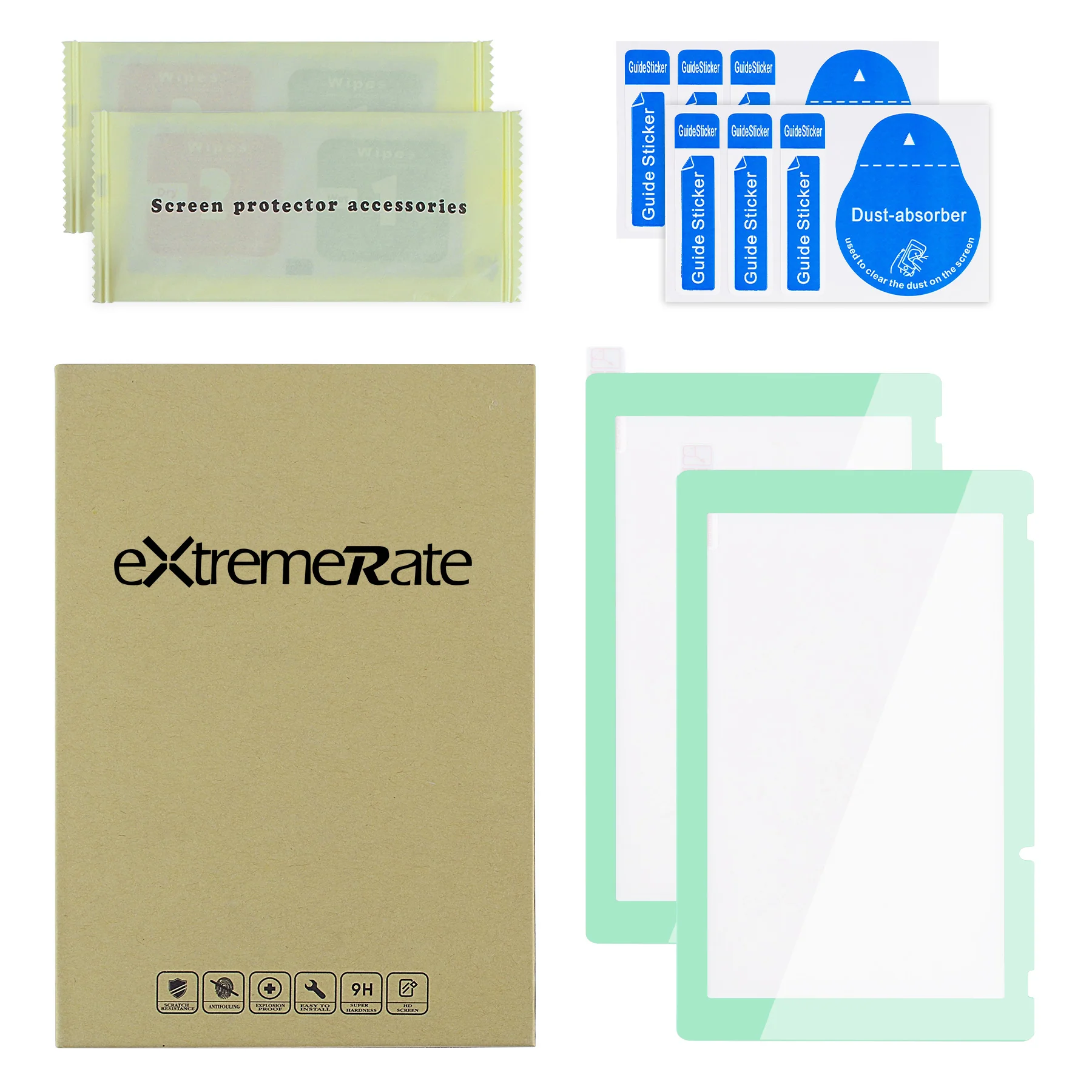 eXtremeRate 2 Pack Transparent HD Clear Tempered Glass Screen Protector for Nintendo Switch - Antique Misty Green - Image 2