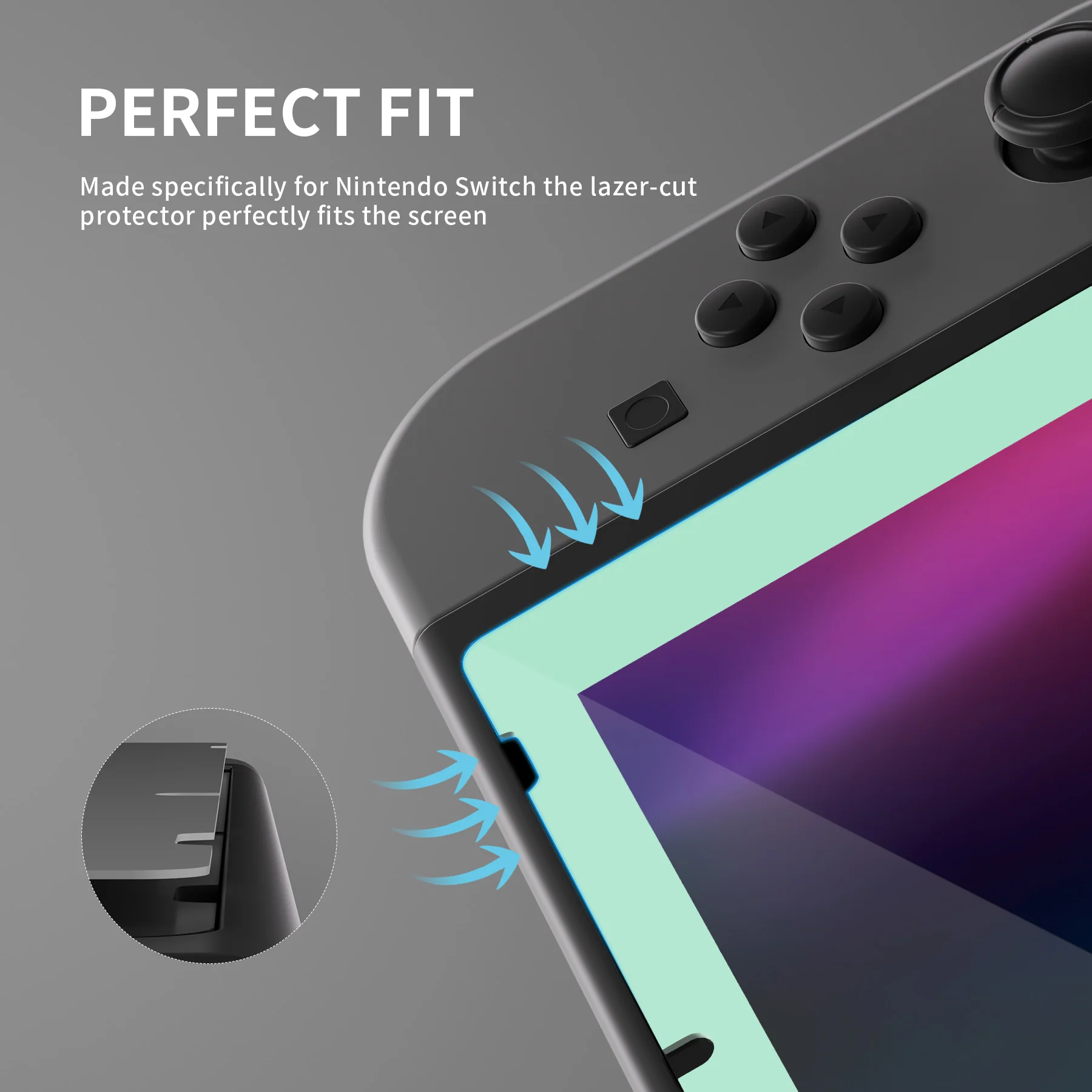eXtremeRate 2 Pack Transparent HD Clear Tempered Glass Screen Protector for Nintendo Switch - Antique Misty Green - Image 6
