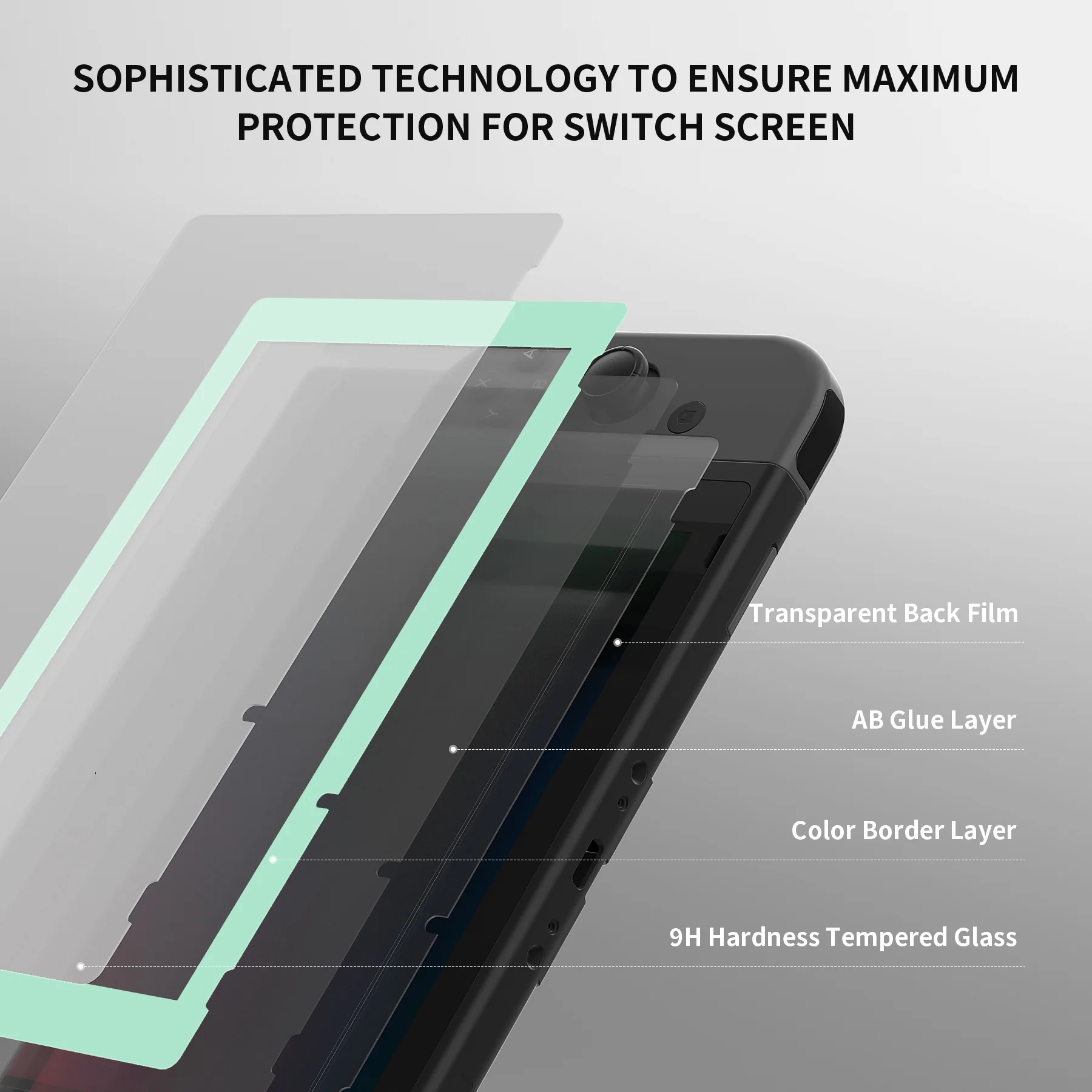 eXtremeRate 2 Pack Transparent HD Clear Tempered Glass Screen Protector for Nintendo Switch - Antique Misty Green - Image 8