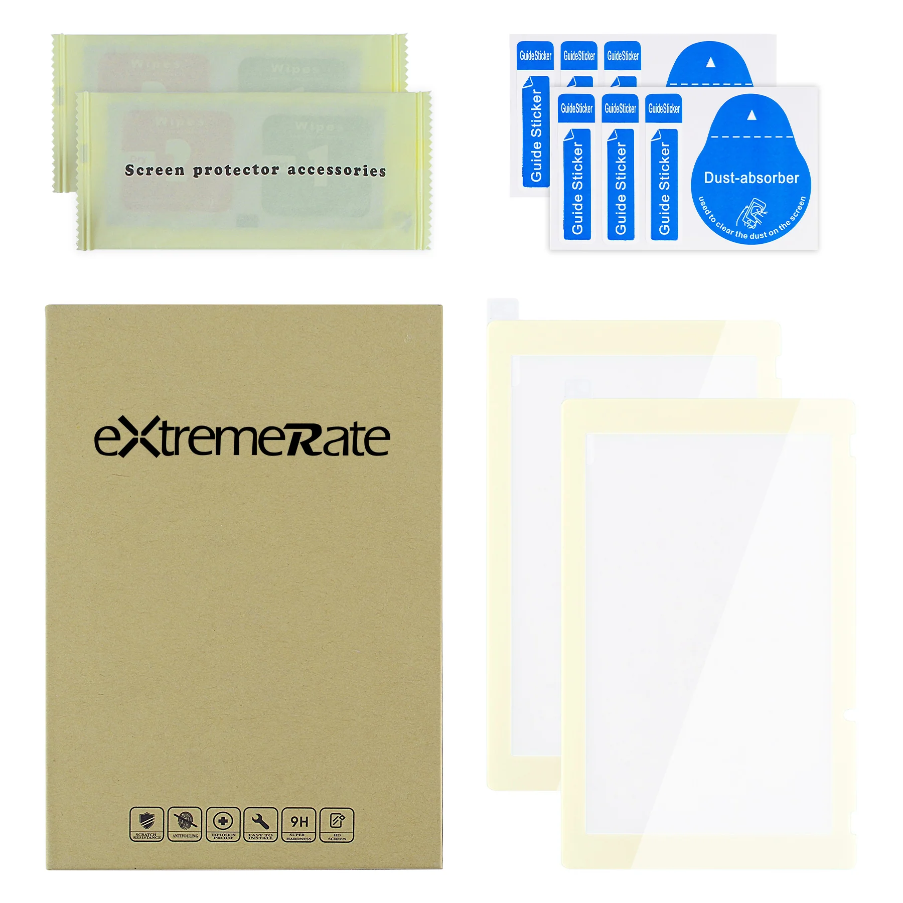 eXtremeRate 2 Pack Transparent HD Clear Tempered Glass Screen Protector for Nintendo Switch - Antique Yellow Border - Image 2