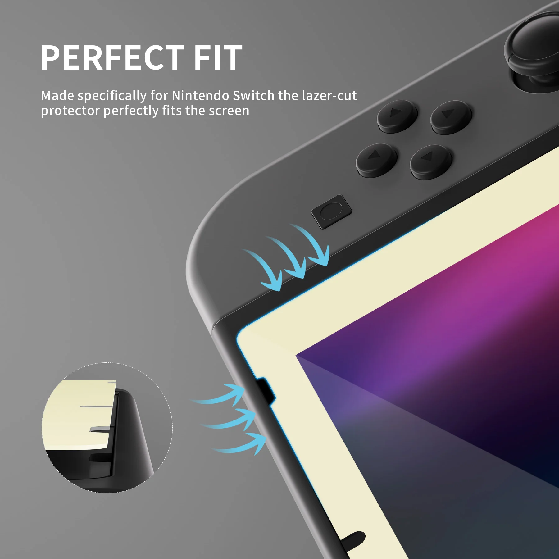 eXtremeRate 2 Pack Transparent HD Clear Tempered Glass Screen Protector for Nintendo Switch - Antique Yellow Border - Image 6