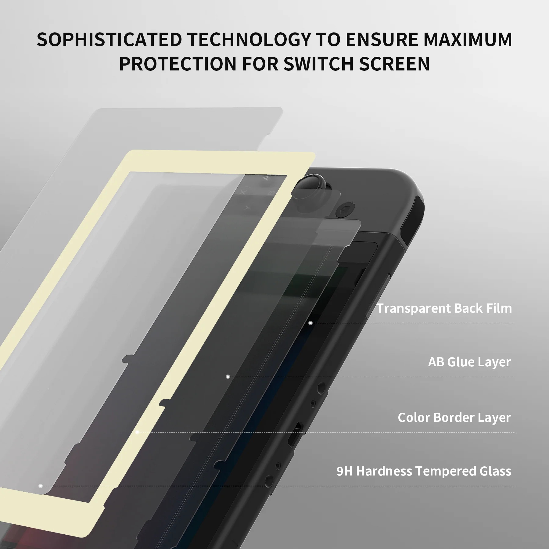 eXtremeRate 2 Pack Transparent HD Clear Tempered Glass Screen Protector for Nintendo Switch - Antique Yellow Border - Image 8