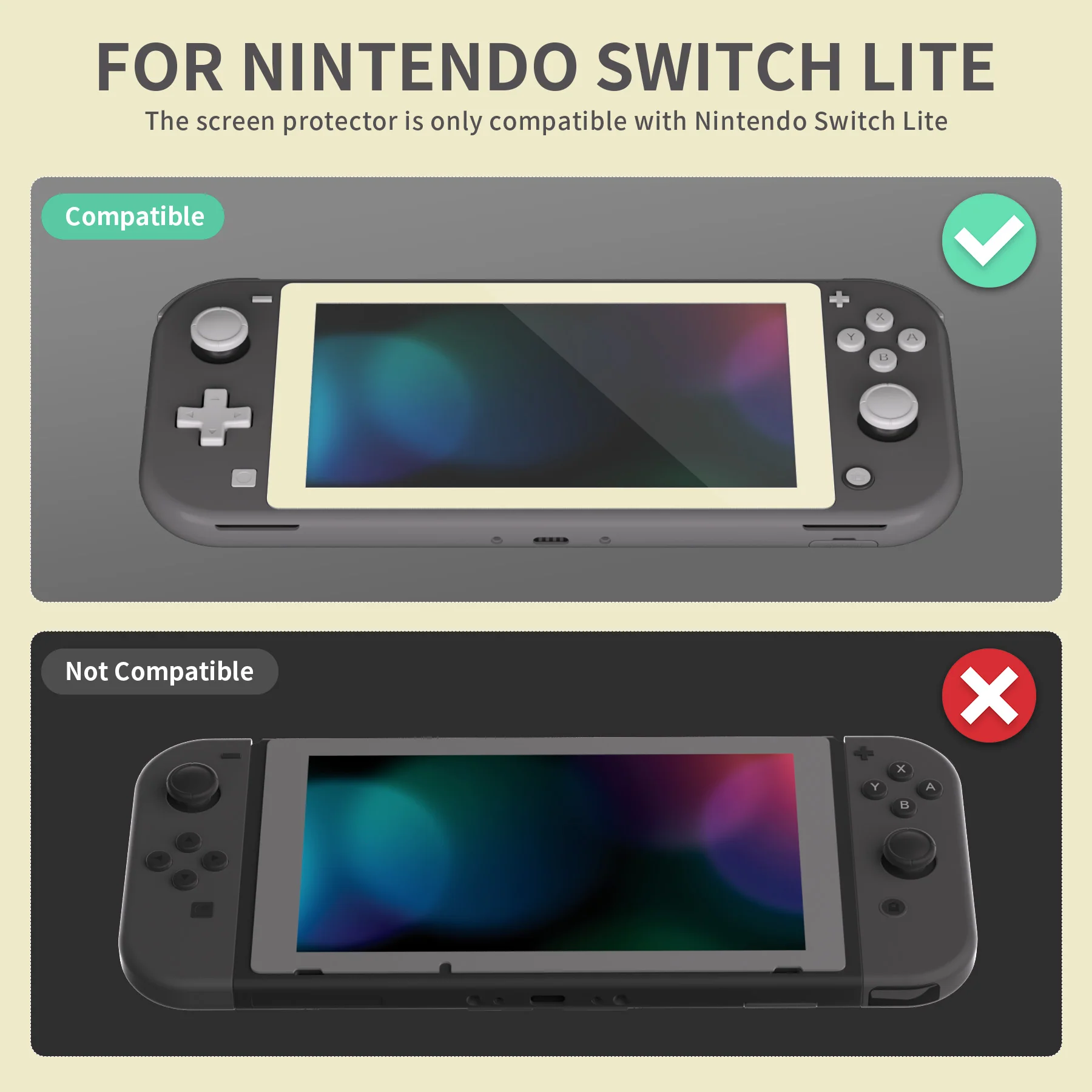 eXtremeRate 2 Pack Anti-Scratch Transparent HD Tempered Glass Screen Protector for Nintendo Switch Lite - Antique Yellow Border - Image 3