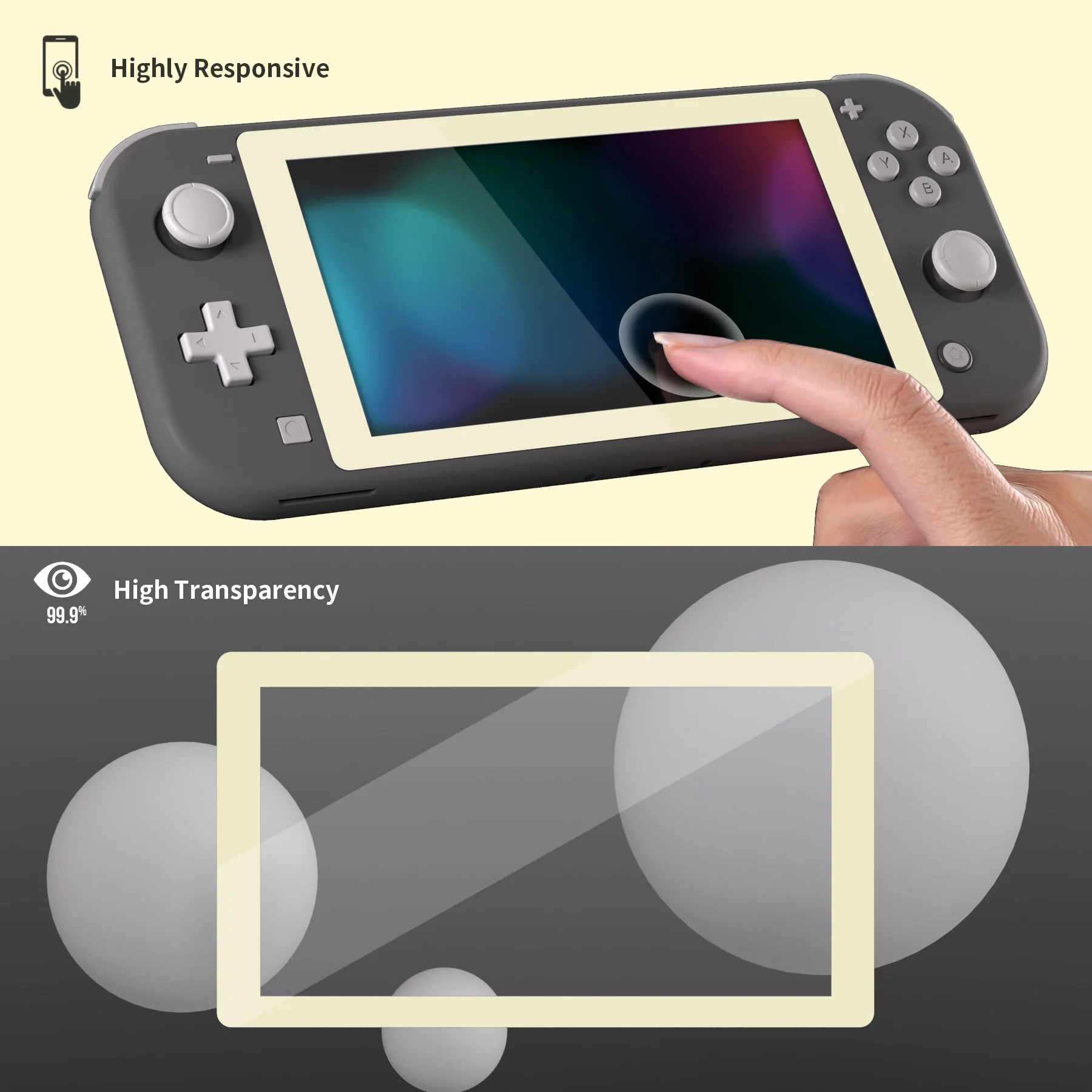 eXtremeRate 2 Pack Anti-Scratch Transparent HD Tempered Glass Screen Protector for Nintendo Switch Lite - Antique Yellow Border - Image 5