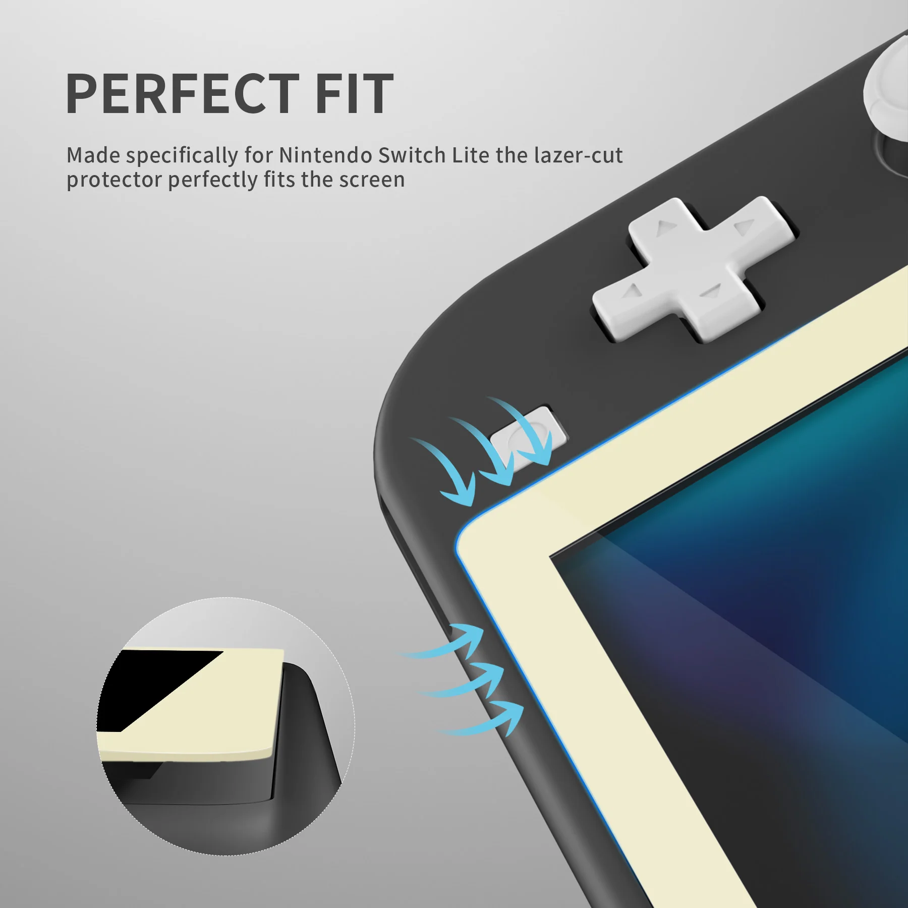 eXtremeRate 2 Pack Anti-Scratch Transparent HD Tempered Glass Screen Protector for Nintendo Switch Lite - Antique Yellow Border - Image 6