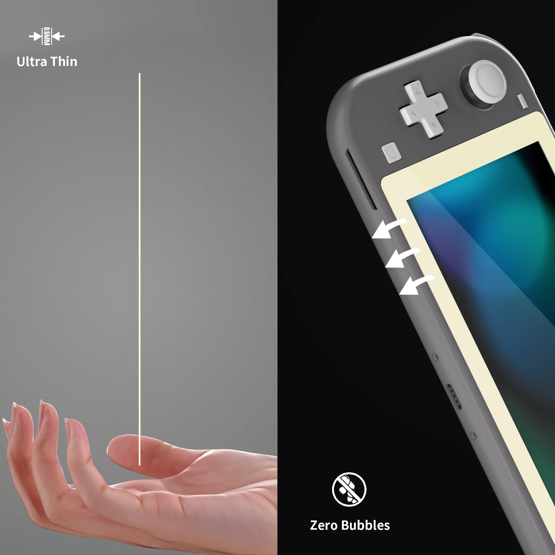 eXtremeRate 2 Pack Anti-Scratch Transparent HD Tempered Glass Screen Protector for Nintendo Switch Lite - Antique Yellow Border - Image 7