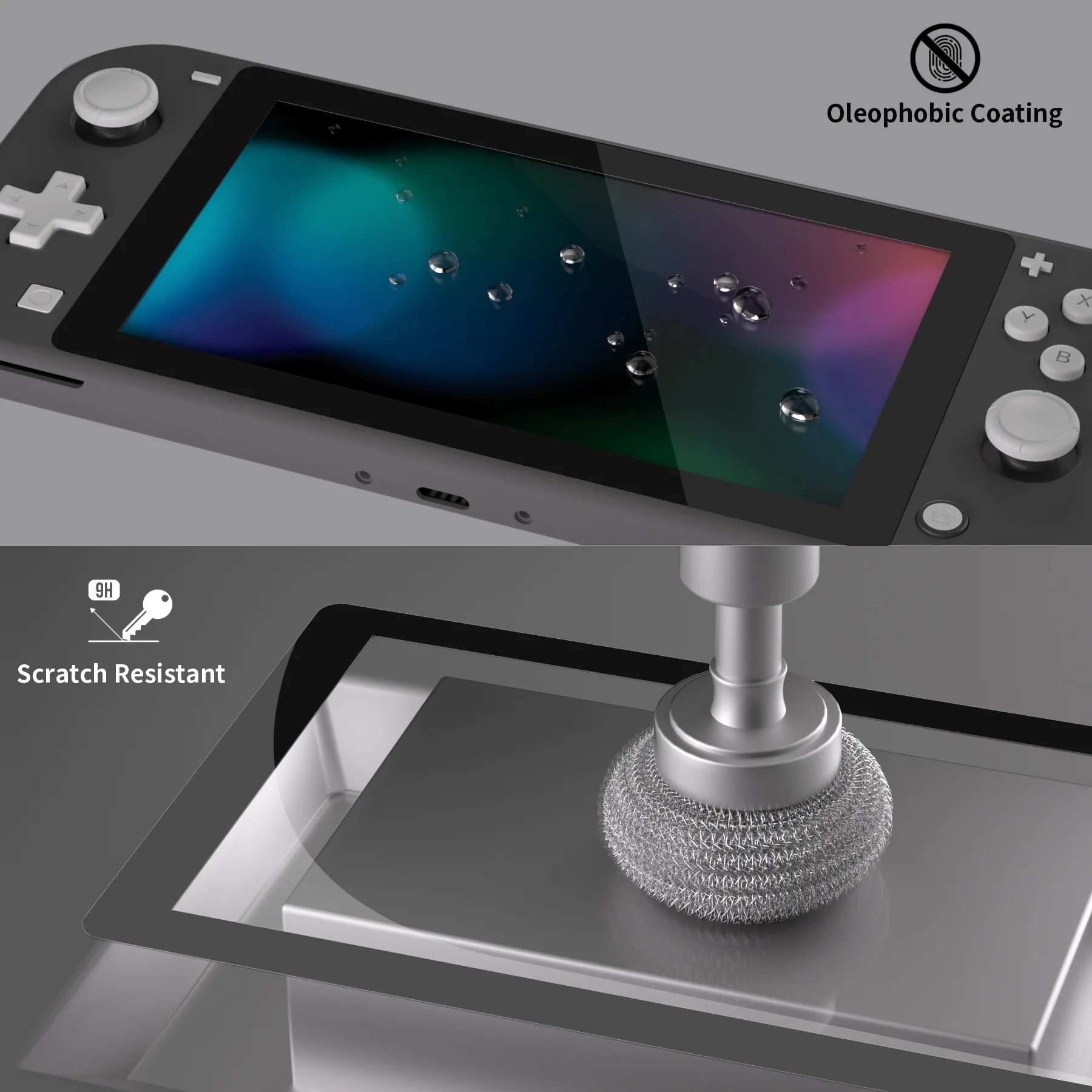 eXtremeRate 2 Pack Anti-Scratch Transparent HD Tempered Glass Screen Protector for Nintendo Switch Lite - Black Border - Image 4