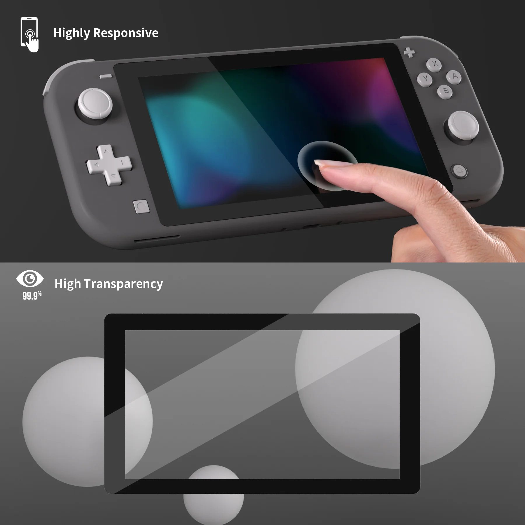 eXtremeRate 2 Pack Anti-Scratch Transparent HD Tempered Glass Screen Protector for Nintendo Switch Lite - Black Border - Image 5