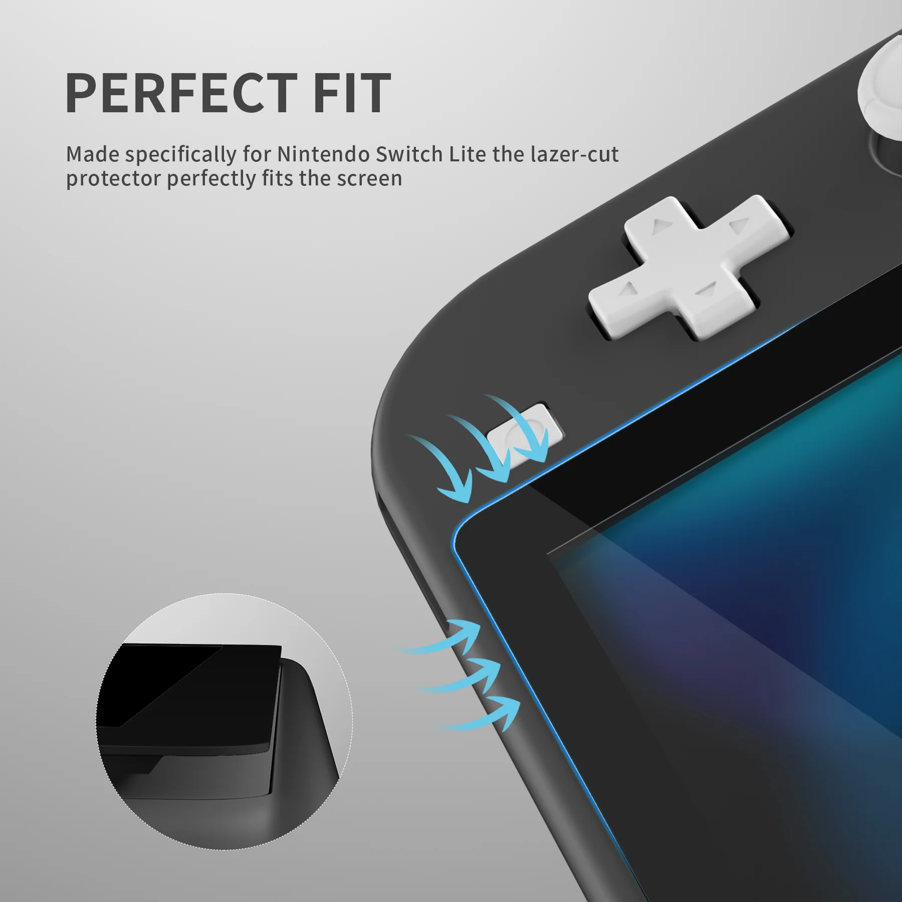 eXtremeRate 2 Pack Anti-Scratch Transparent HD Tempered Glass Screen Protector for Nintendo Switch Lite - Black Border - Image 6