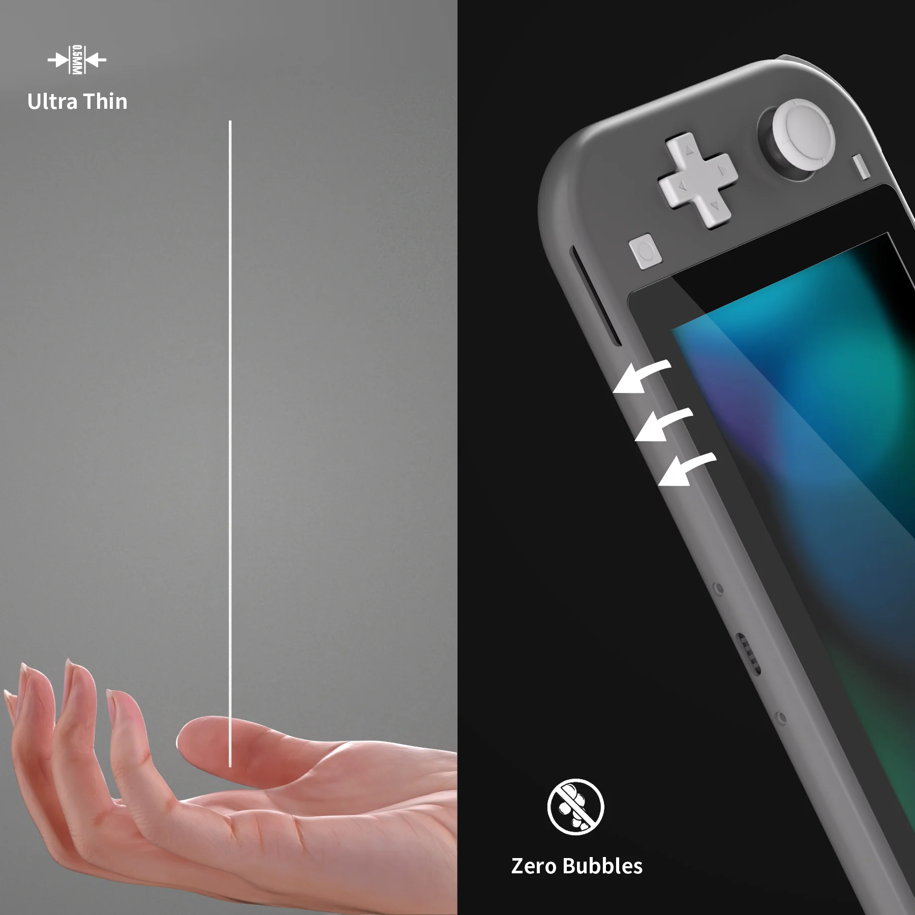 eXtremeRate 2 Pack Anti-Scratch Transparent HD Tempered Glass Screen Protector for Nintendo Switch Lite - Black Border - Image 7