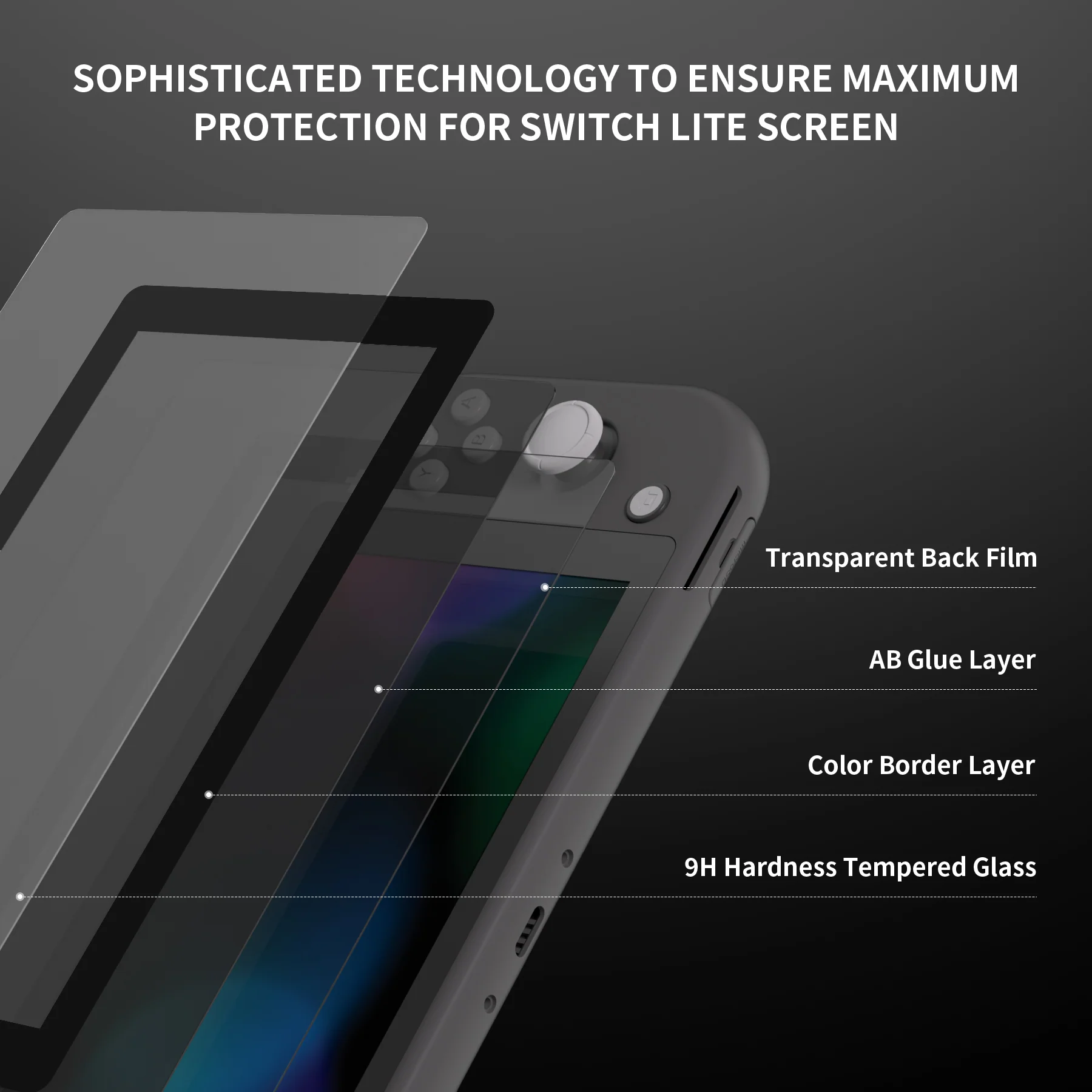 eXtremeRate 2 Pack Anti-Scratch Transparent HD Tempered Glass Screen Protector for Nintendo Switch Lite - Black Border - Image 8