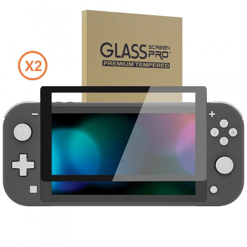 eXtremeRate 2 Pack Anti-Scratch Transparent HD Tempered Glass Screen Protector for Nintendo Switch Lite - Black Border - Image 9
