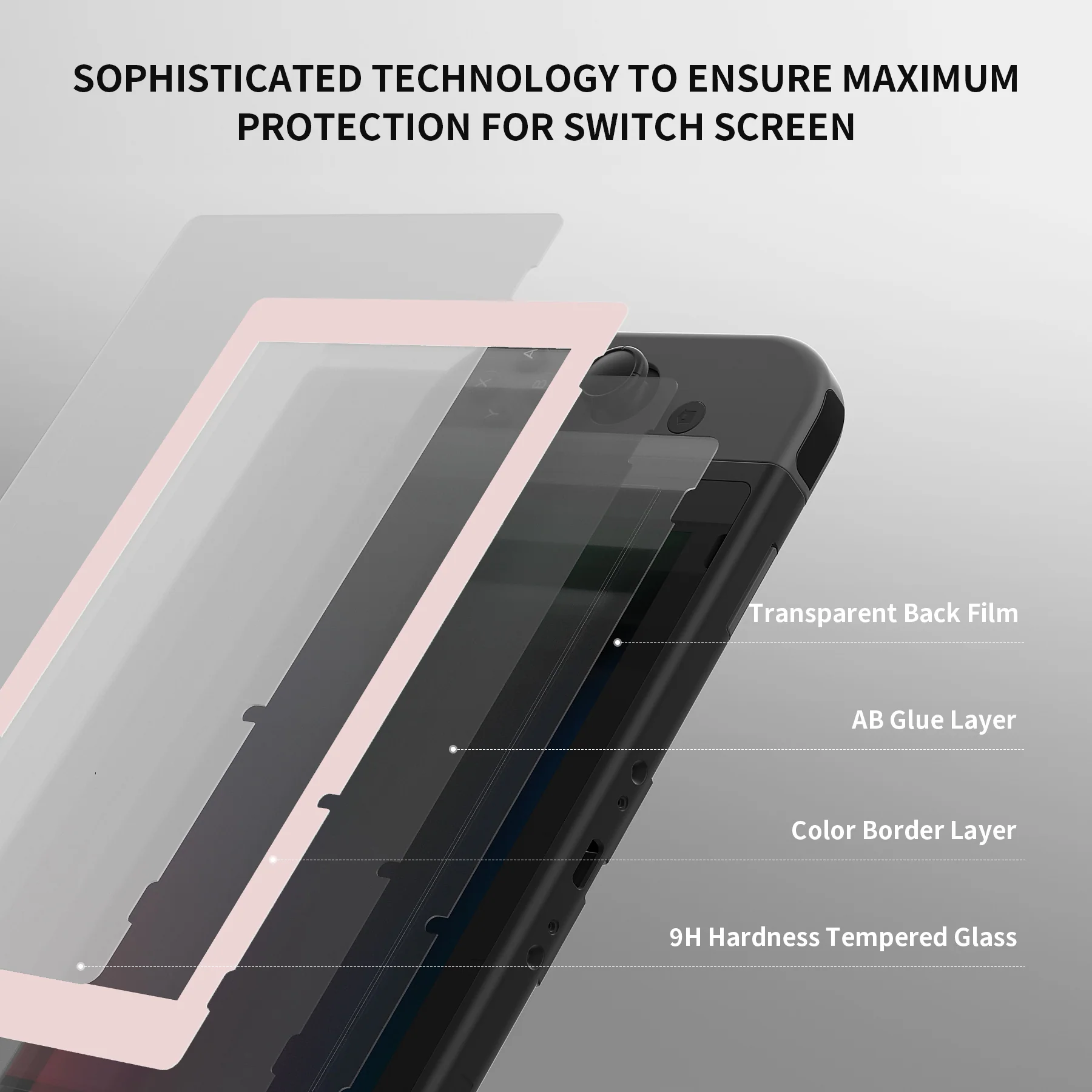 eXtremeRate 2 Pack Transparent HD Clear Tempered Glass Screen Protector for Nintendo Switch - Cherry Blossoms Pink Border - Image 8