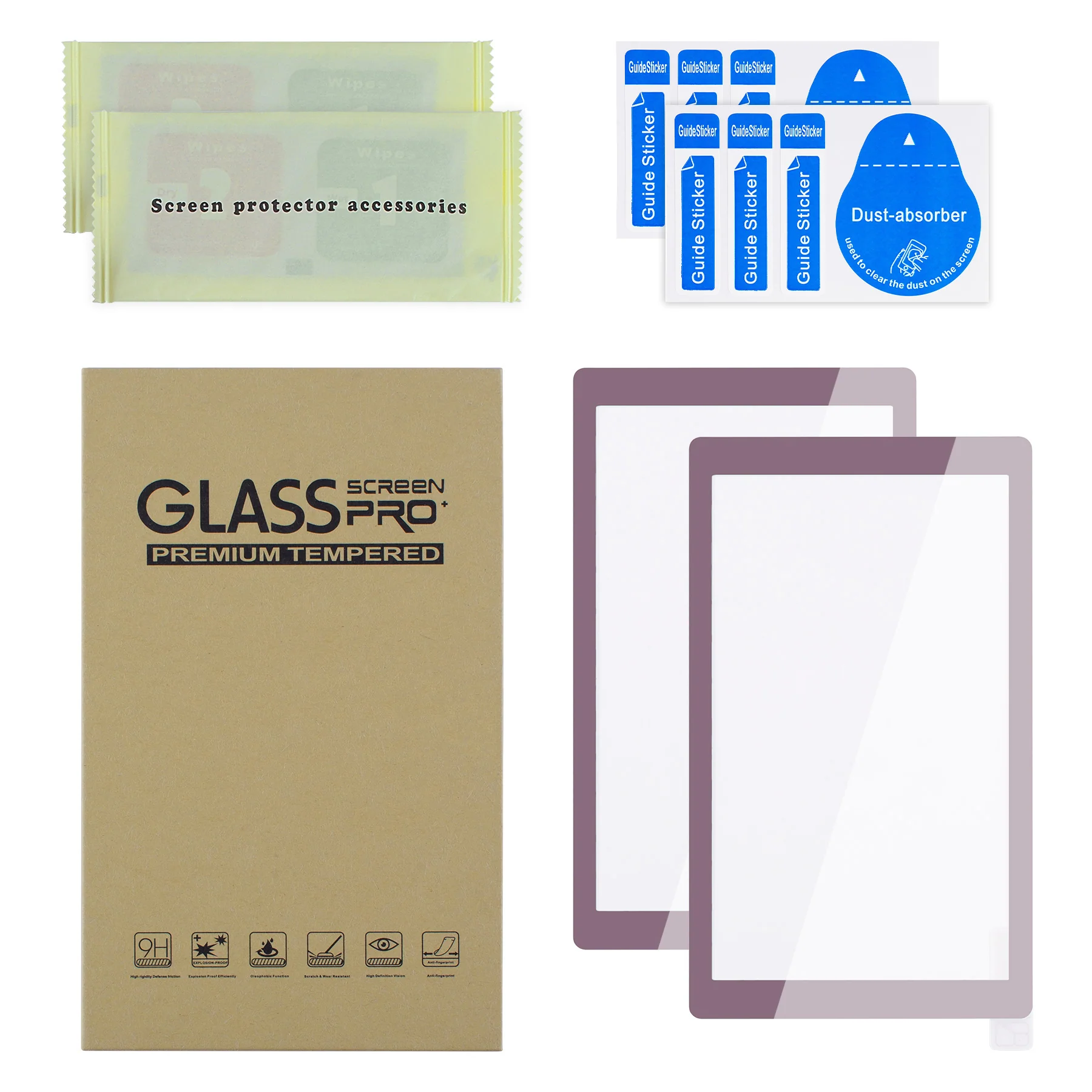 eXtremeRate 2 Pack Anti-Scratch Transparent HD Tempered Glass Screen Protector for Nintendo Switch Lite - Dark Grayish Violet Border - Image 2