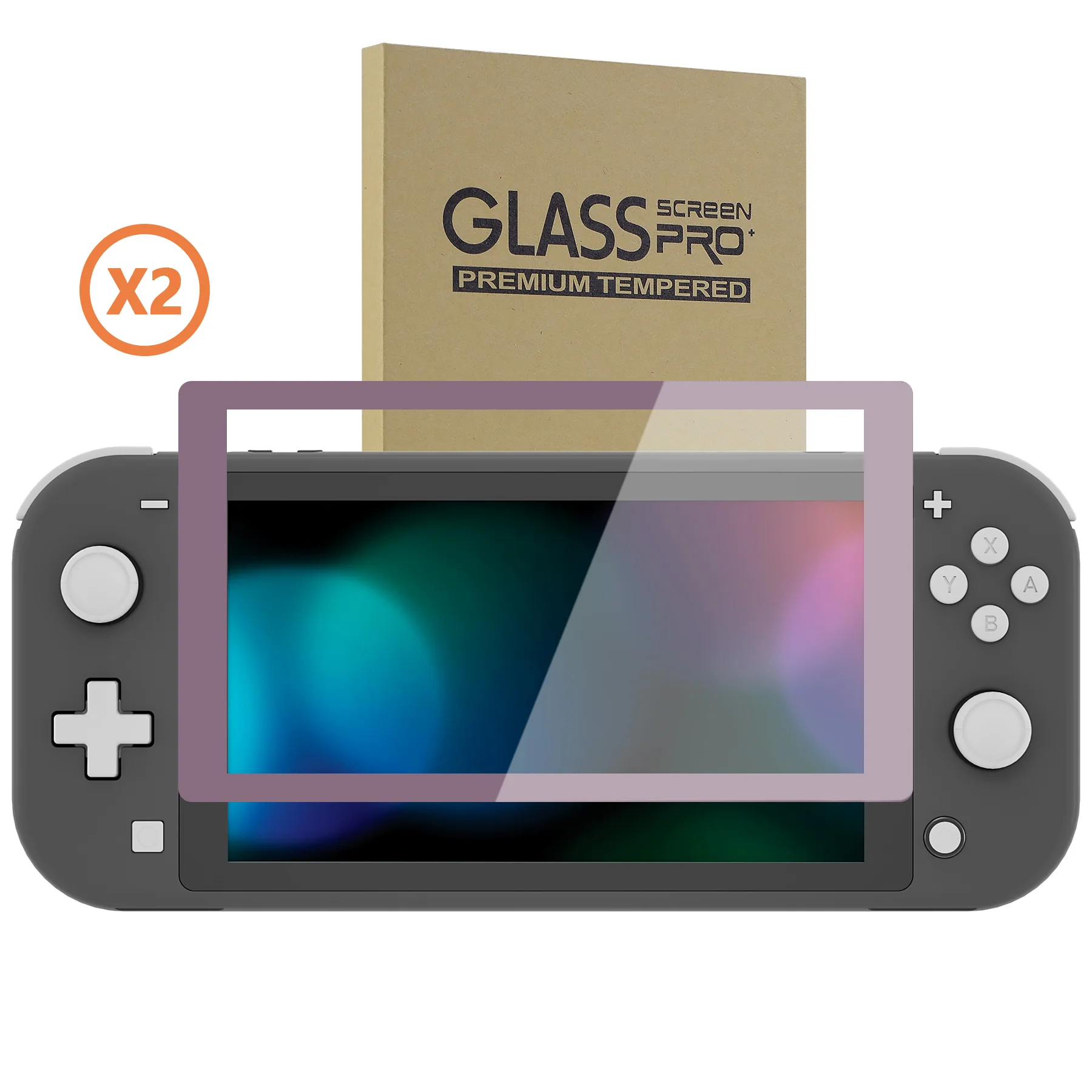 eXtremeRate 2 Pack Anti-Scratch Transparent HD Tempered Glass Screen Protector for Nintendo Switch Lite - Dark Grayish Violet Border - Image 9