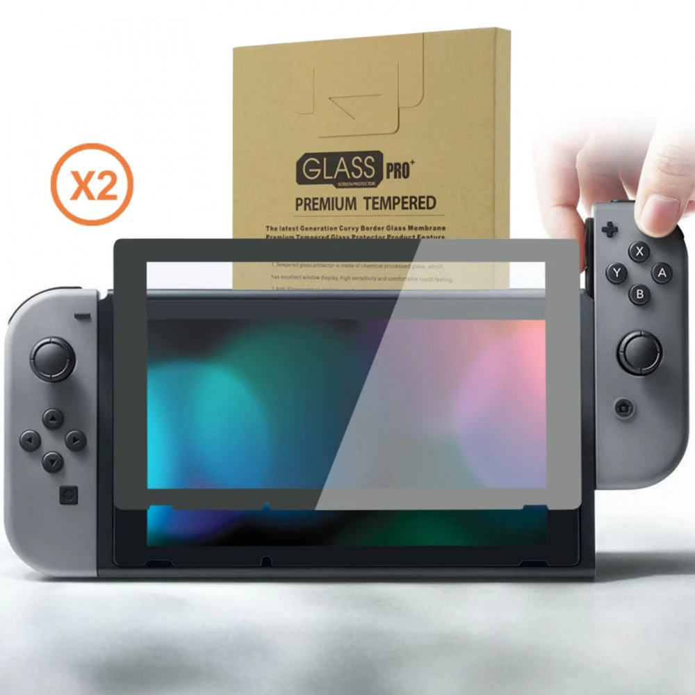 eXtremeRate 2 Pack Transparent HD Clear Tempered Glass Screen Protector for Nintendo Switch - Gray Border - Image 10