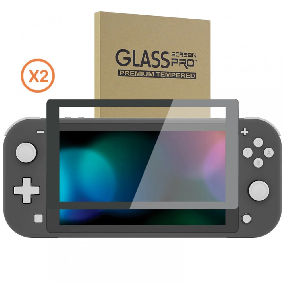 eXtremeRate 2 Pack Anti-Scratch Transparent HD Tempered Glass Screen Protector for Nintendo Switch Lite - Gray Border - Image 9