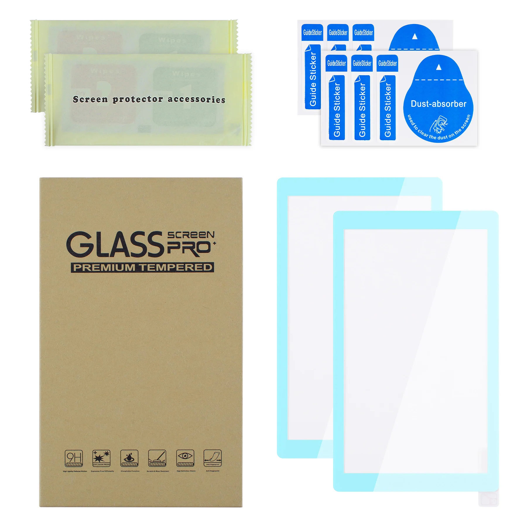 eXtremeRate 2 Pack Anti-Scratch Transparent HD Tempered Glass Screen Protector for Nintendo Switch Lite - Heaven Blue Border - Image 2