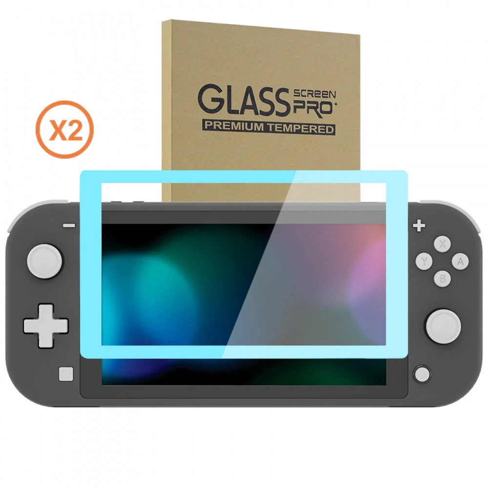 eXtremeRate 2 Pack Anti-Scratch Transparent HD Tempered Glass Screen Protector for Nintendo Switch Lite - Heaven Blue Border - Image 9