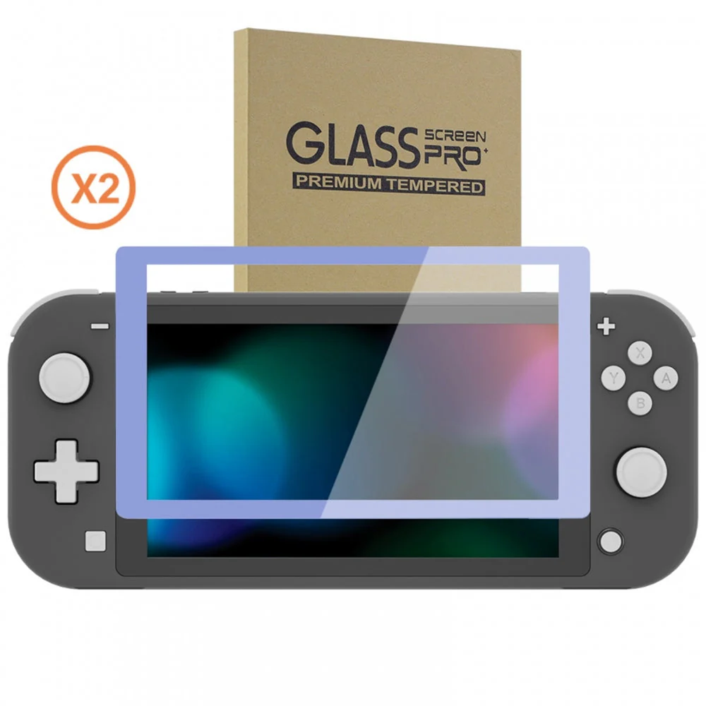 eXtremeRate 2 Pack Anti-Scratch Transparent HD Tempered Glass Screen Protector for Nintendo Switch Lite - Light Violet Border - Image 9