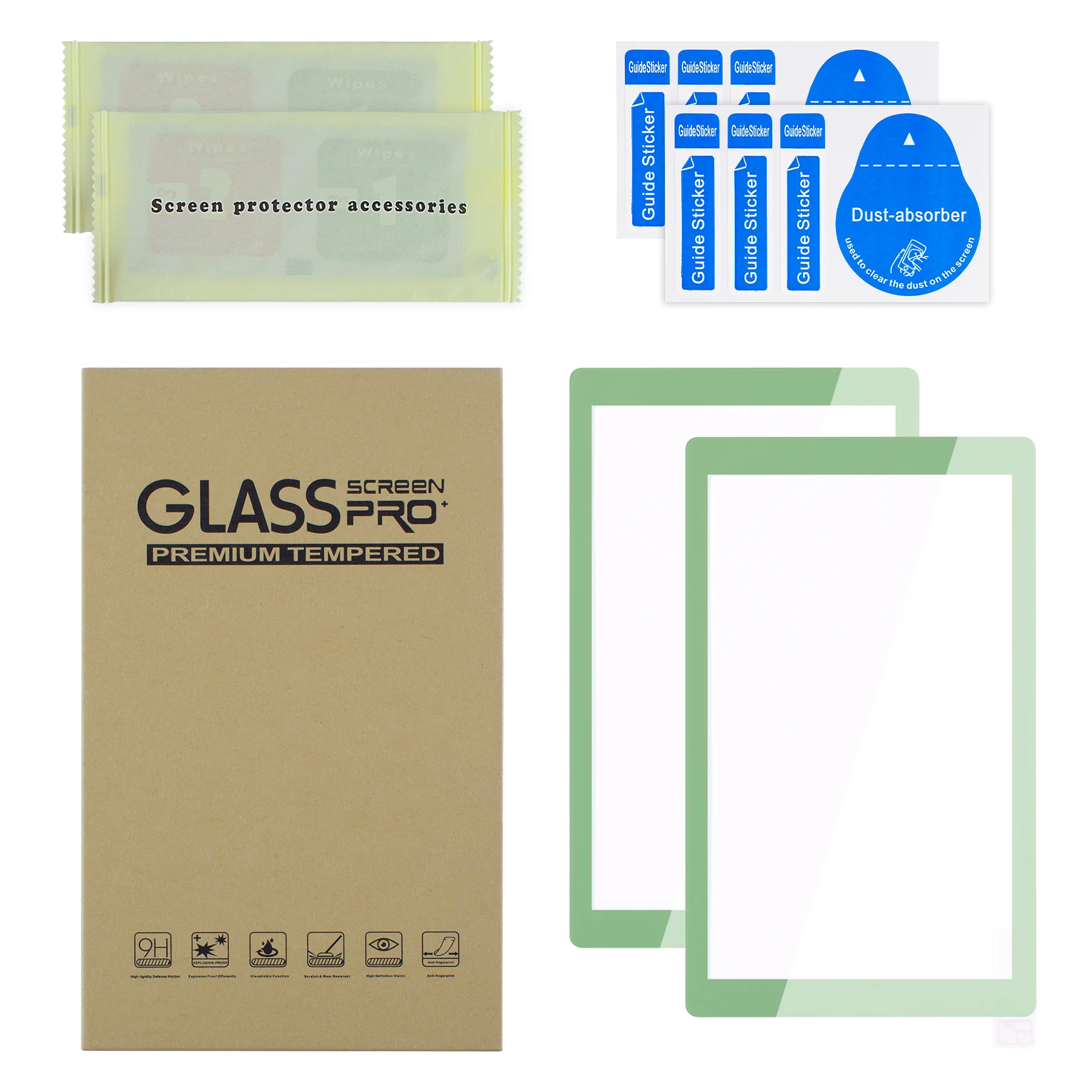 eXtremeRate 2 Pack Anti-Scratch Transparent HD Tempered Glass Screen Protector for Nintendo Switch Lite - Matcha Green Border - Image 2