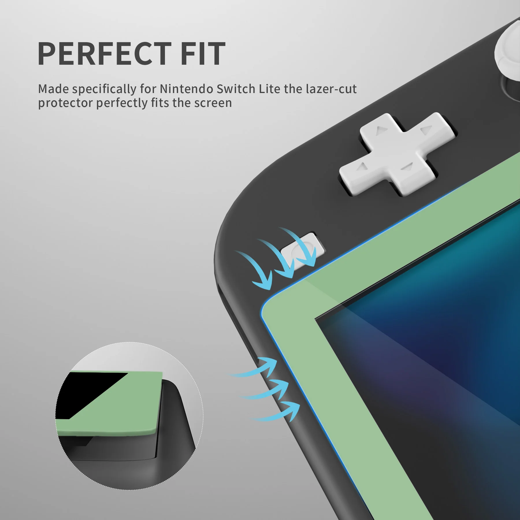 eXtremeRate 2 Pack Anti-Scratch Transparent HD Tempered Glass Screen Protector for Nintendo Switch Lite - Matcha Green Border - Image 6
