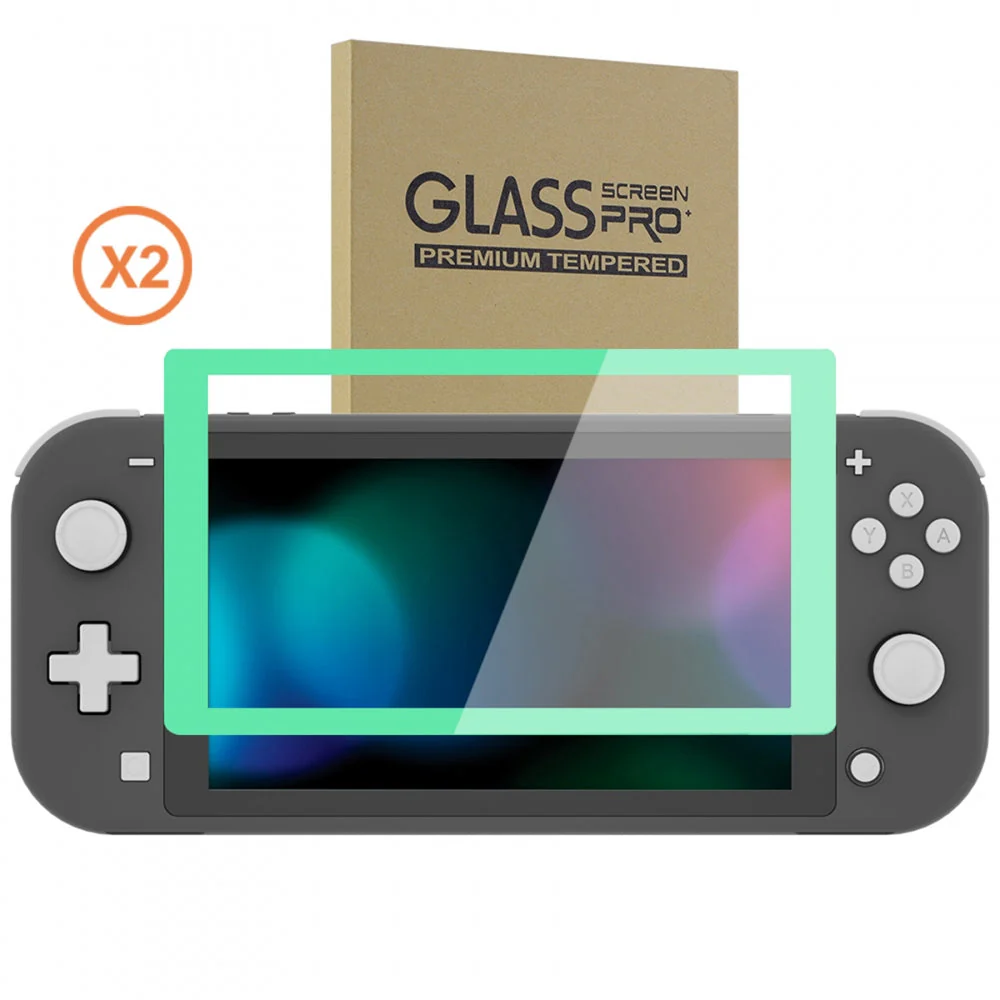 eXtremeRate 2 Pack Anti-Scratch Transparent HD Tempered Glass Screen Protector for Nintendo Switch Lite - Mint Green Border - Image 9