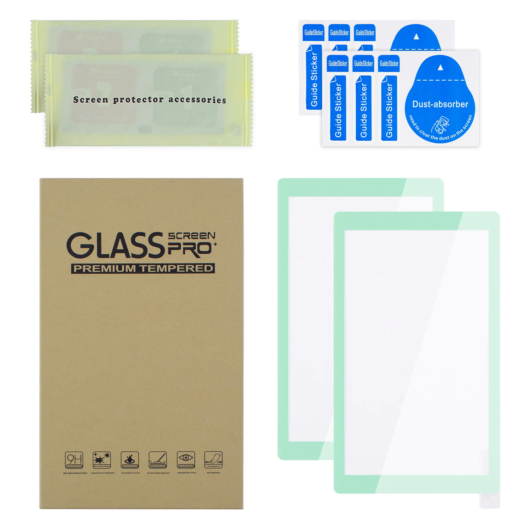 eXtremeRate 2 Pack Anti-Scratch Transparent HD Tempered Glass Screen Protector for Nintendo Switch Lite - Misty Green Border - Image 2