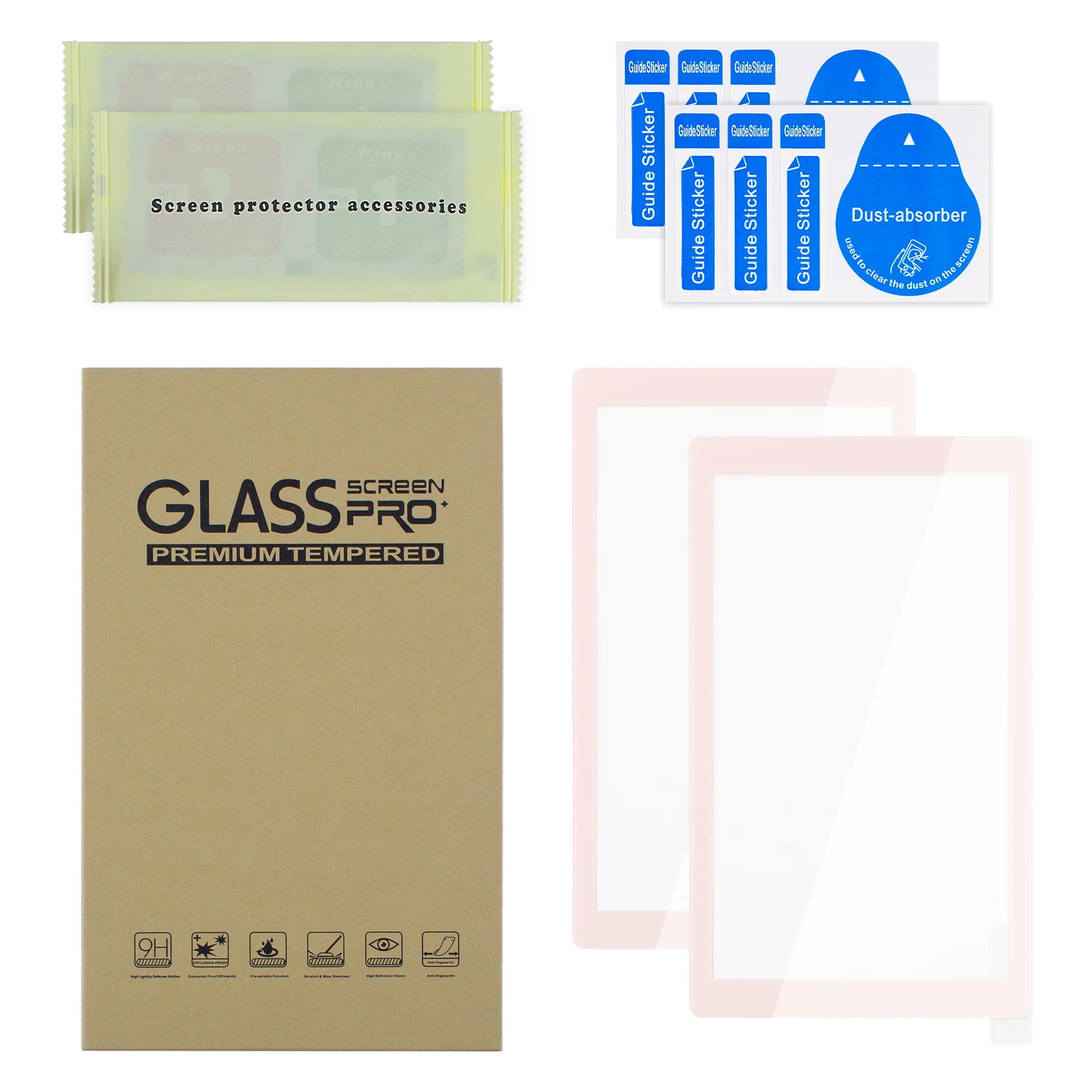 eXtremeRate 2 Pack Anti-Scratch Transparent HD Tempered Glass Screen Protector for Nintendo Switch Lite - Cherry Blossoms Pink Border - Image 2
