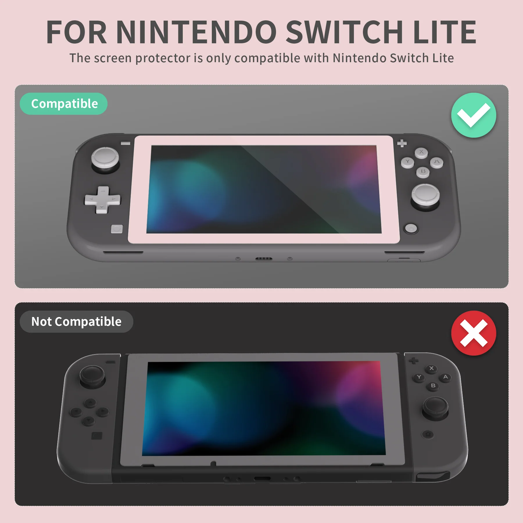 eXtremeRate 2 Pack Anti-Scratch Transparent HD Tempered Glass Screen Protector for Nintendo Switch Lite - Cherry Blossoms Pink Border - Image 3
