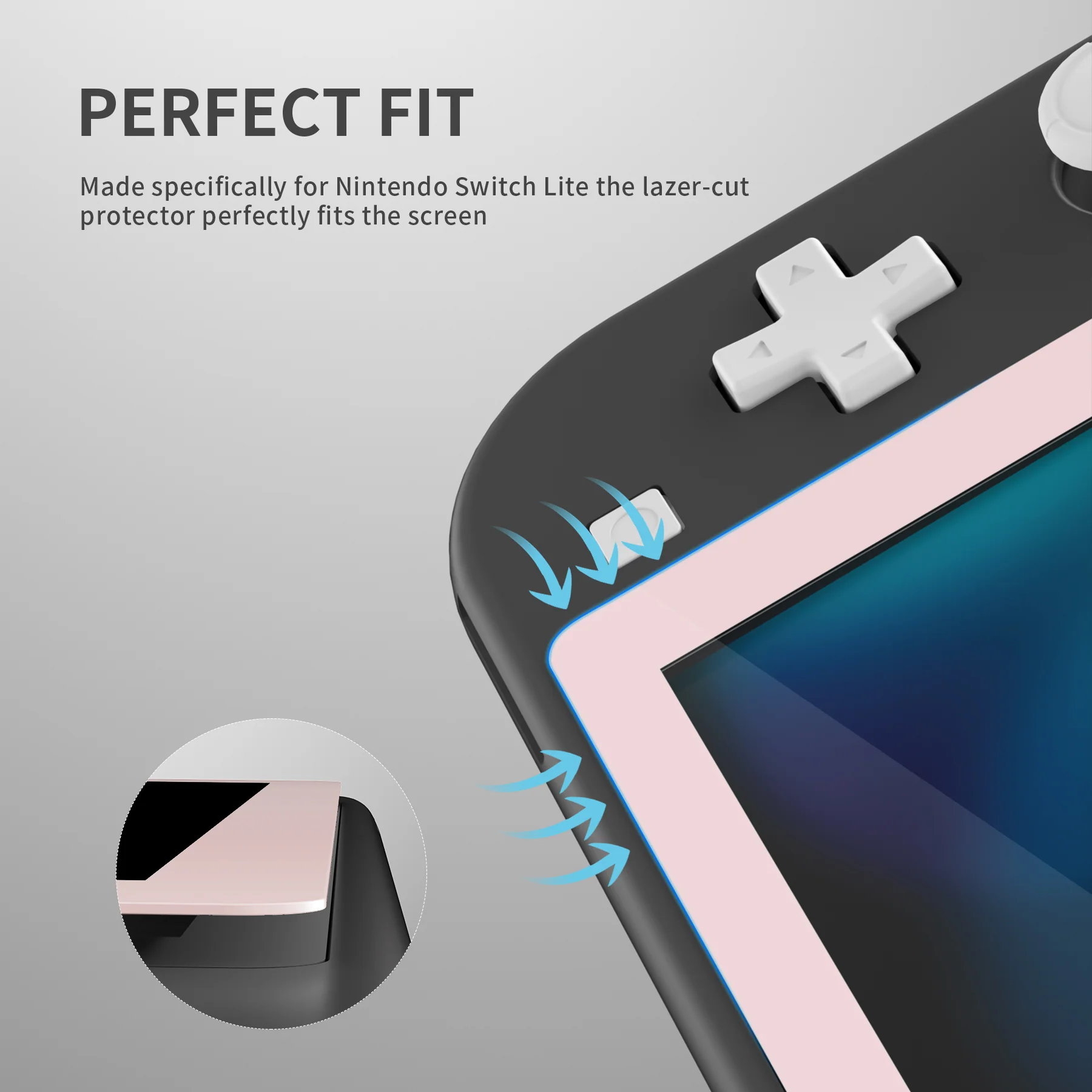 eXtremeRate 2 Pack Anti-Scratch Transparent HD Tempered Glass Screen Protector for Nintendo Switch Lite - Cherry Blossoms Pink Border - Image 6