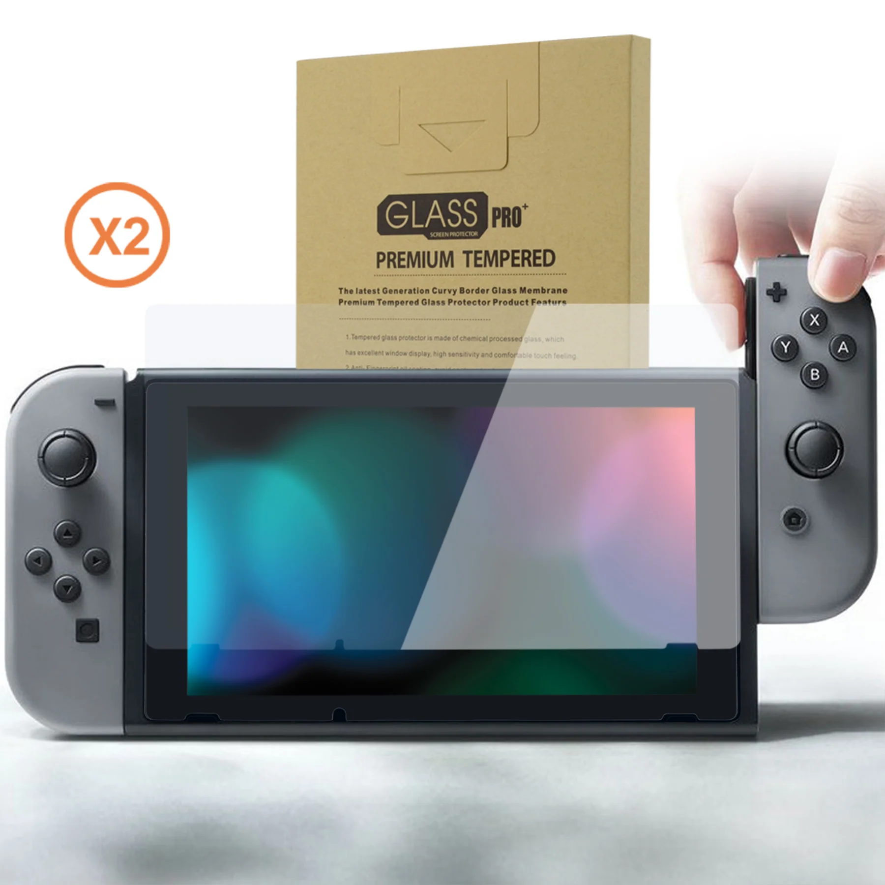 eXtremeRate 2 Pack Transparent HD Clear Tempered Glass Screen Protector for Nintendo Switch - Transparent Clear - Image 10