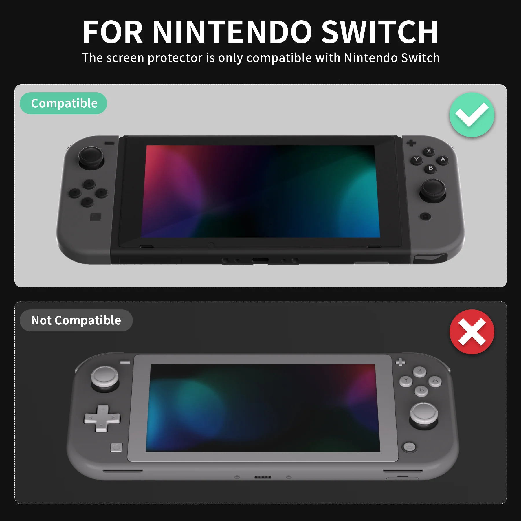 eXtremeRate 2 Pack Transparent HD Clear Tempered Glass Screen Protector for Nintendo Switch - Transparent Clear - Image 3