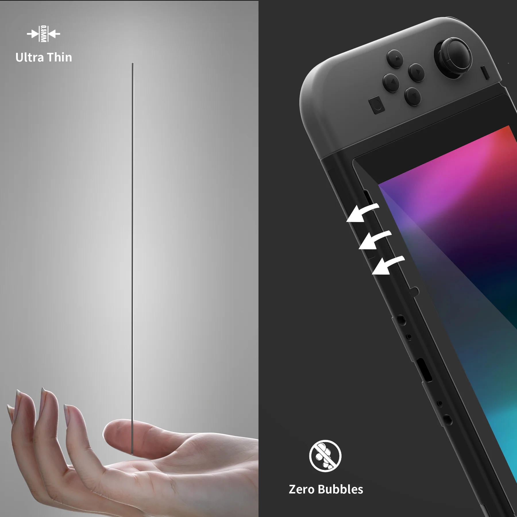 eXtremeRate 2 Pack Transparent HD Clear Tempered Glass Screen Protector for Nintendo Switch - Transparent Clear - Image 9