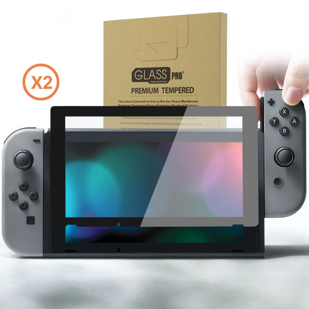 eXtremeRate 2 Pack Transparent HD Clear Tempered Glass Screen Protector for Nintendo Switch - Black Border - Image 10