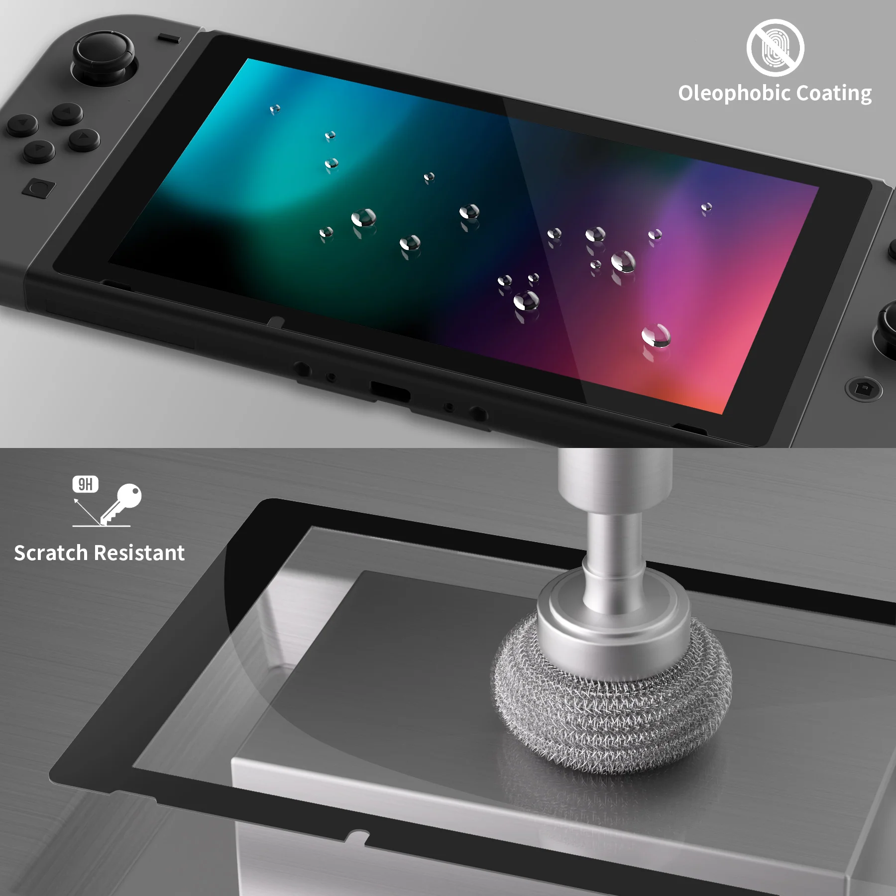 eXtremeRate 2 Pack Transparent HD Clear Tempered Glass Screen Protector for Nintendo Switch - Black Border - Image 4