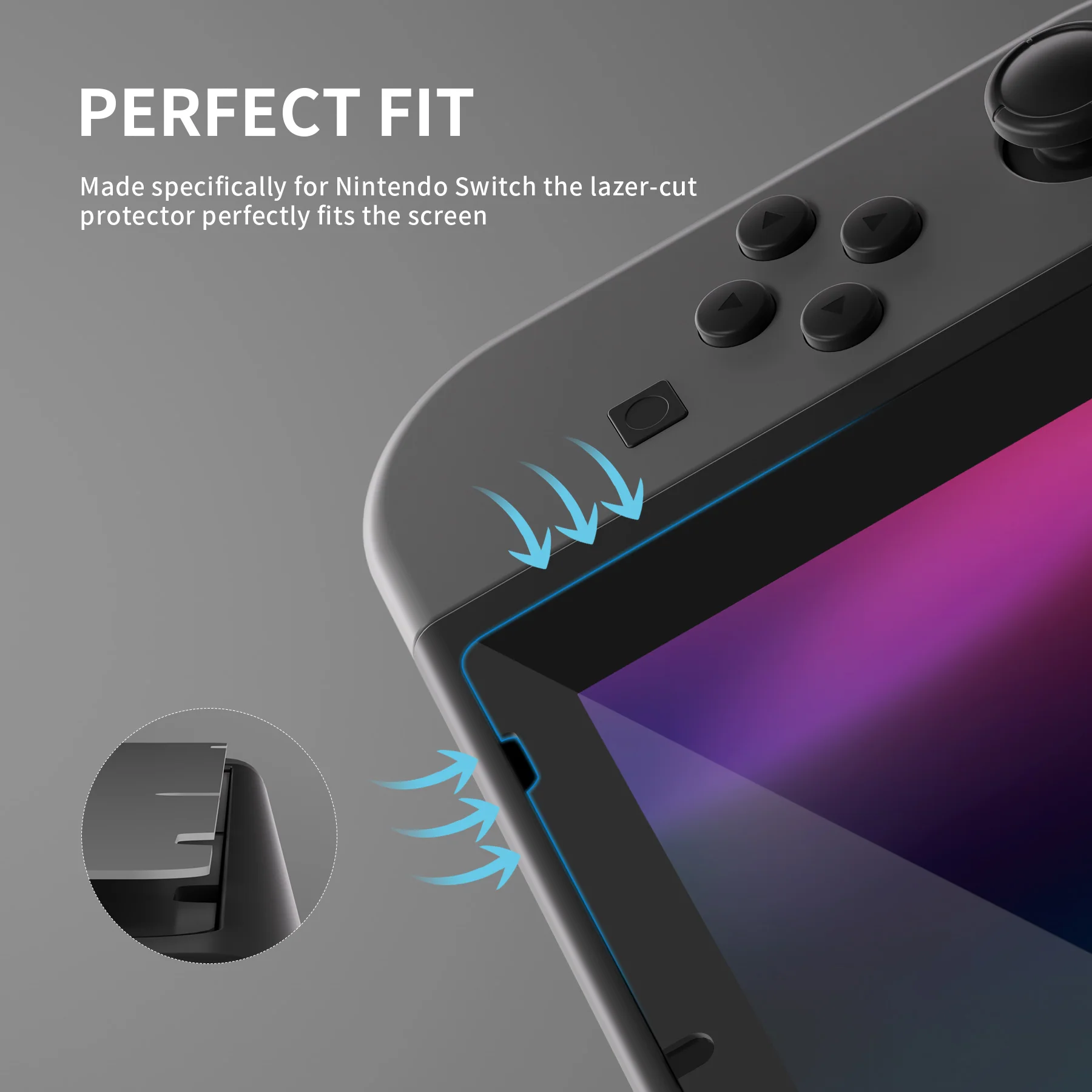 eXtremeRate 2 Pack Transparent HD Clear Tempered Glass Screen Protector for Nintendo Switch - Black Border - Image 6