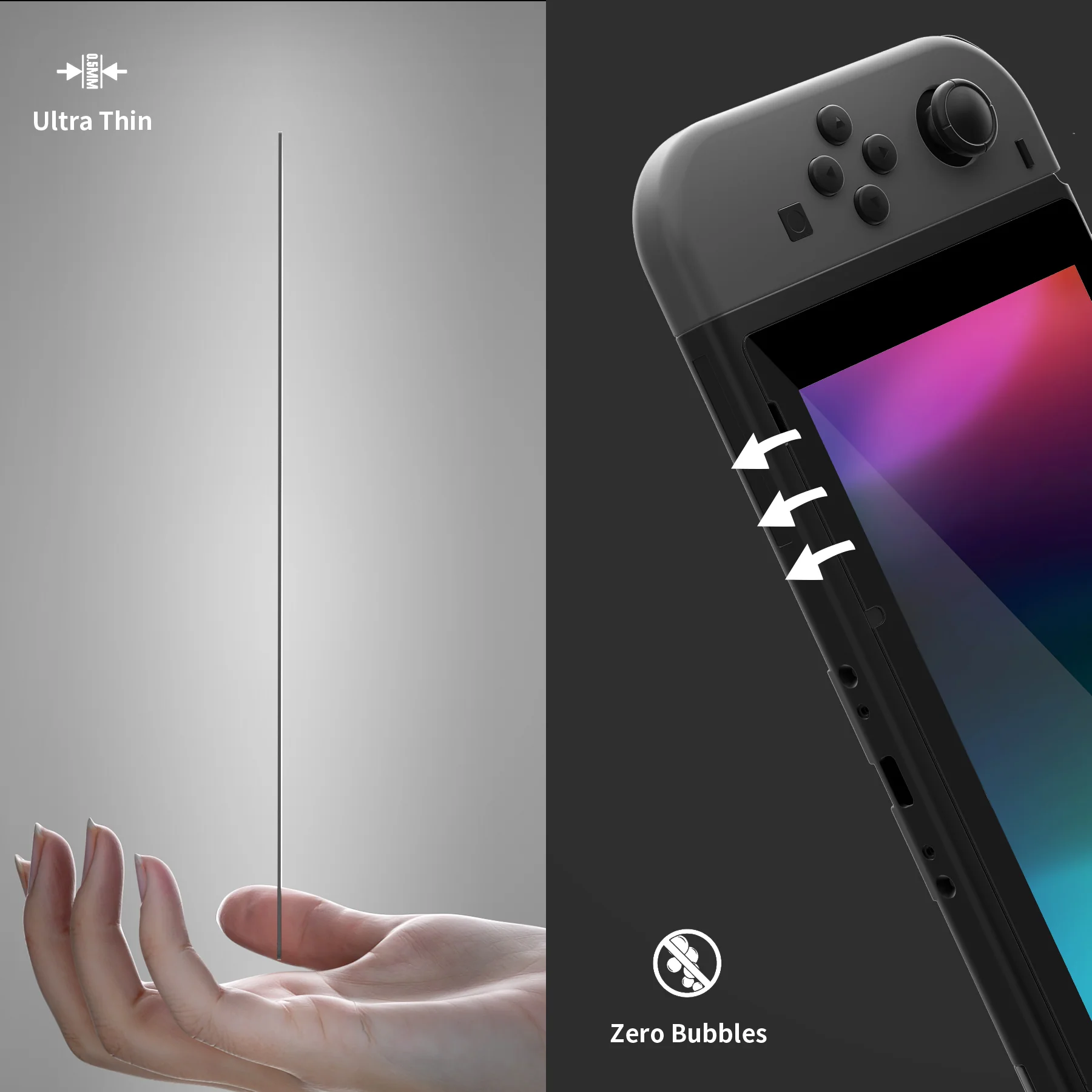 eXtremeRate 2 Pack Transparent HD Clear Tempered Glass Screen Protector for Nintendo Switch - Black Border - Image 9