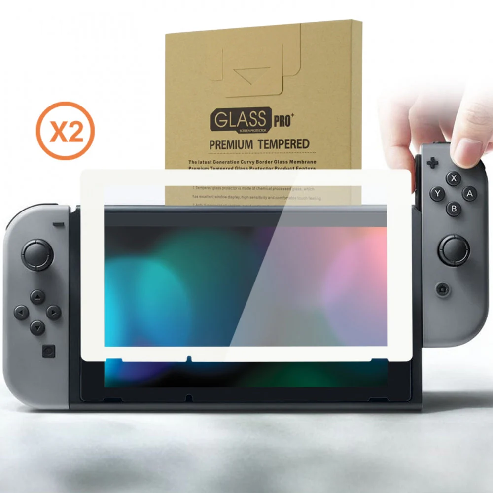 eXtremeRate 2 Pack Transparent HD Clear Tempered Glass Screen Protector for Nintendo Switch - White Border - Image 10