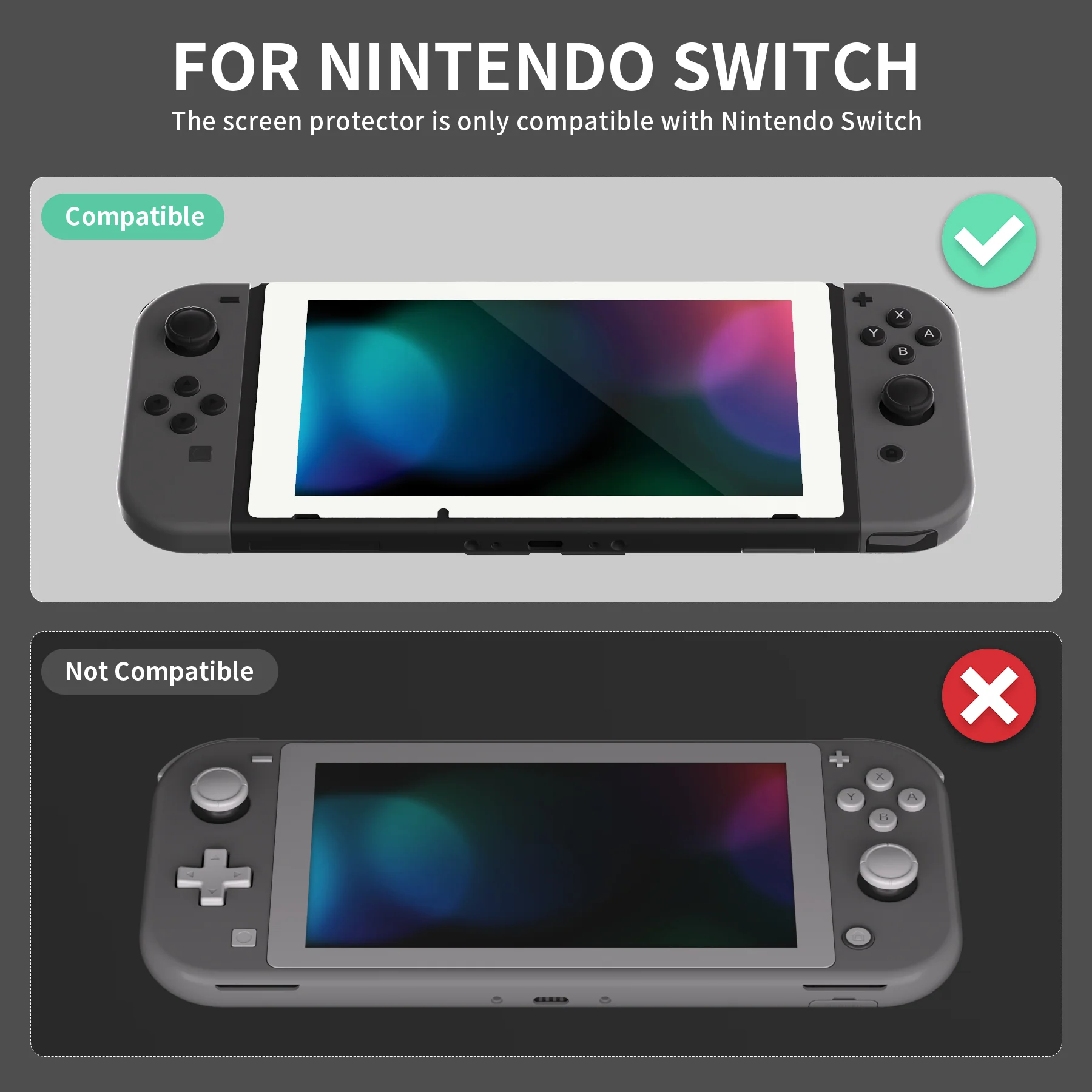eXtremeRate 2 Pack Transparent HD Clear Tempered Glass Screen Protector for Nintendo Switch - White Border - Image 3