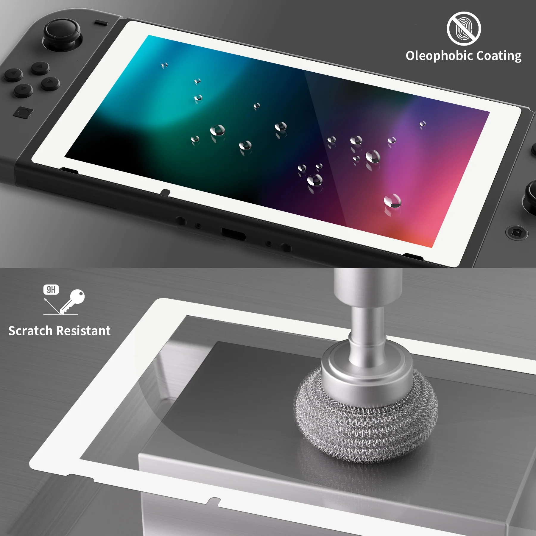 eXtremeRate 2 Pack Transparent HD Clear Tempered Glass Screen Protector for Nintendo Switch - White Border - Image 4