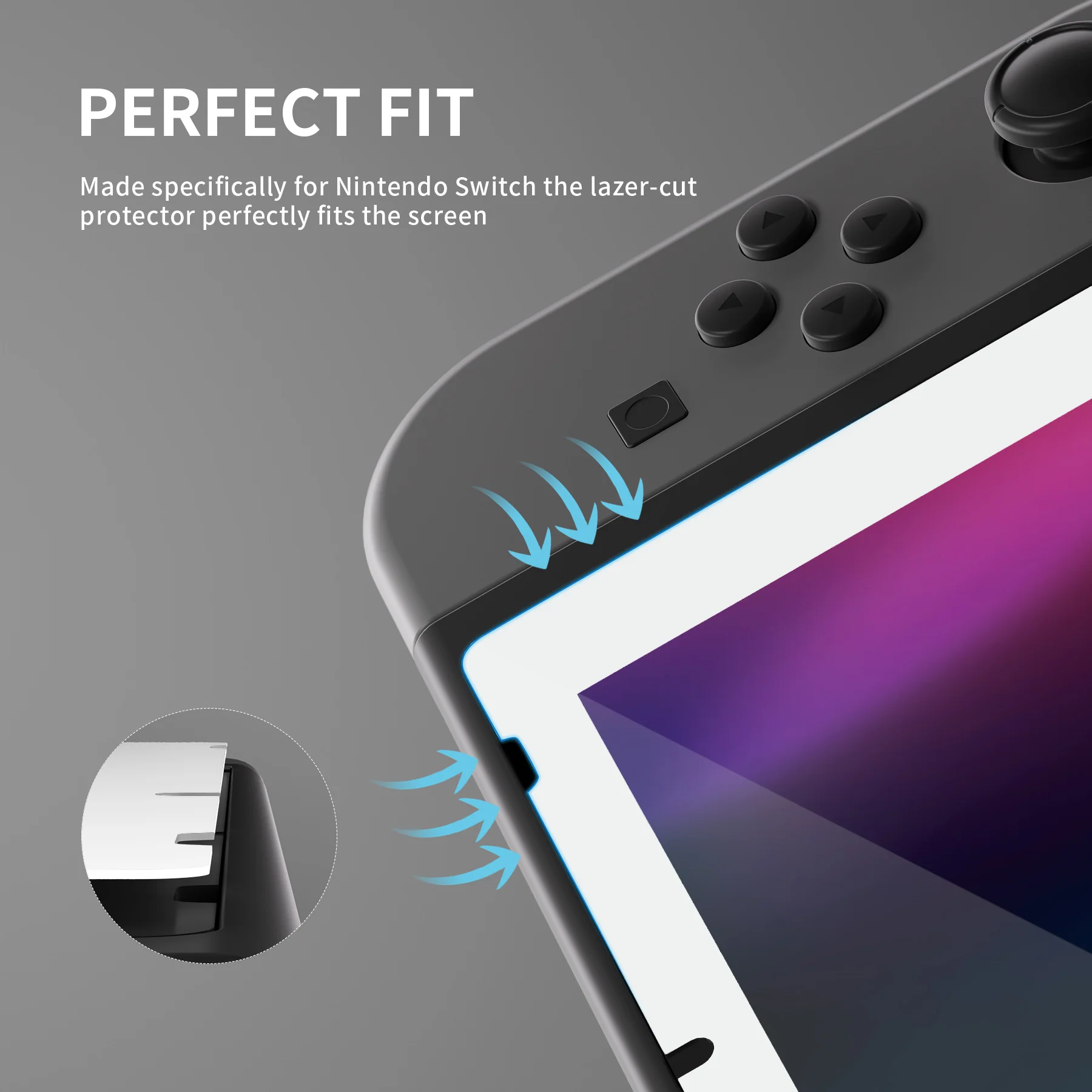 eXtremeRate 2 Pack Transparent HD Clear Tempered Glass Screen Protector for Nintendo Switch - White Border - Image 6